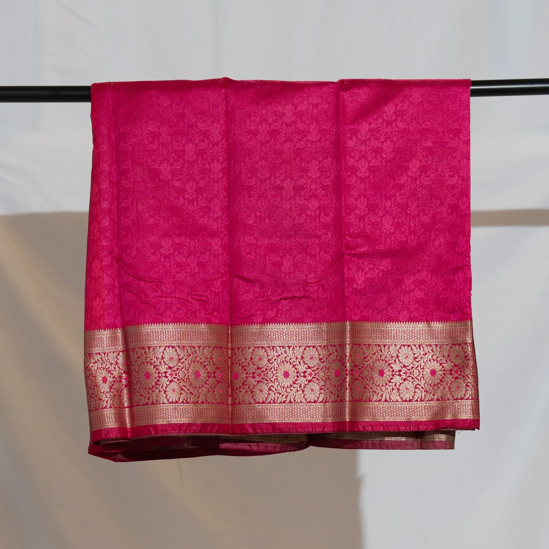 Pastel Green Saree with Contrast Pink Pallu & Blouse Piece