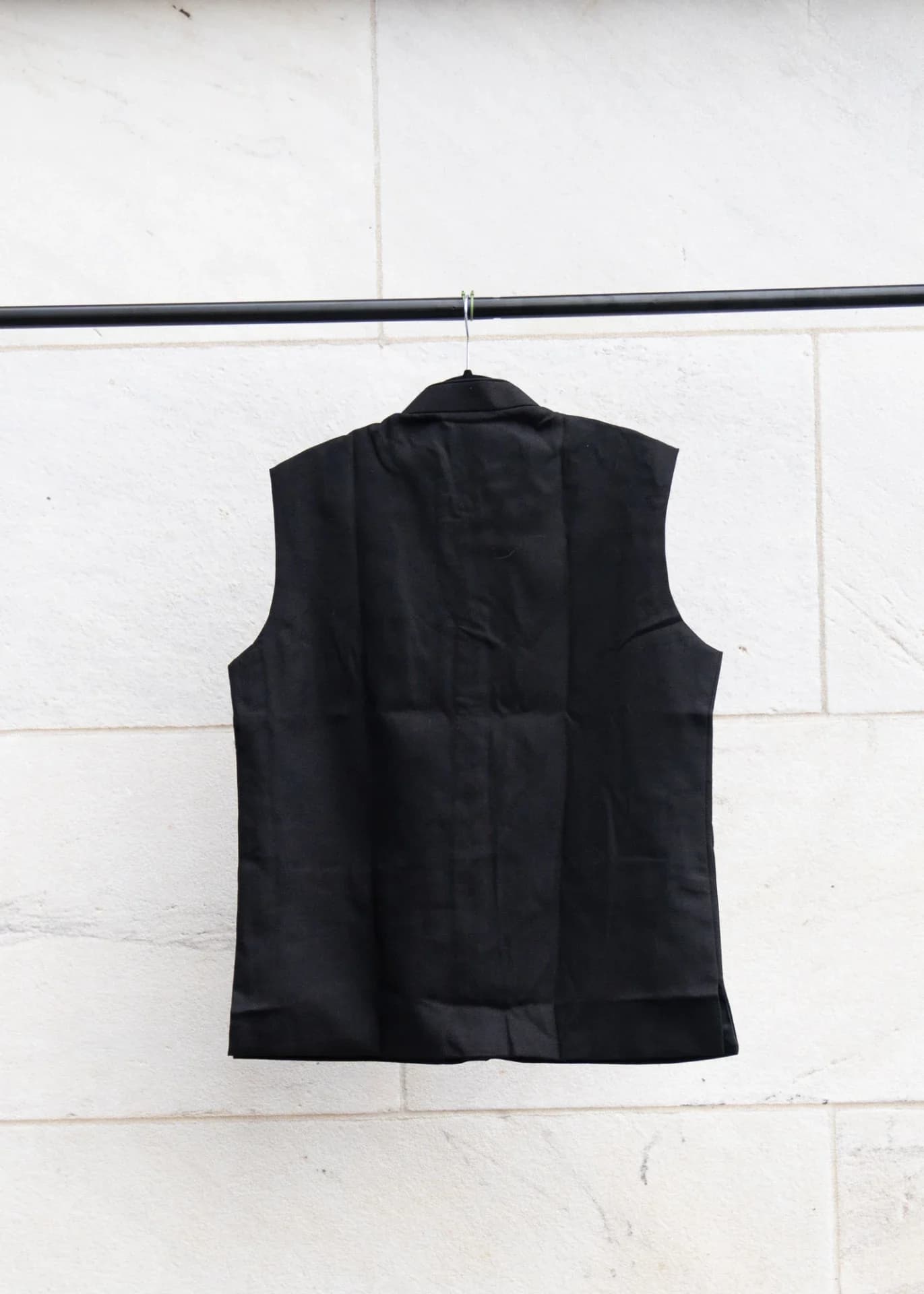 Black Nehru Jacket (Vest) with Gold Buttons & Pocket Details