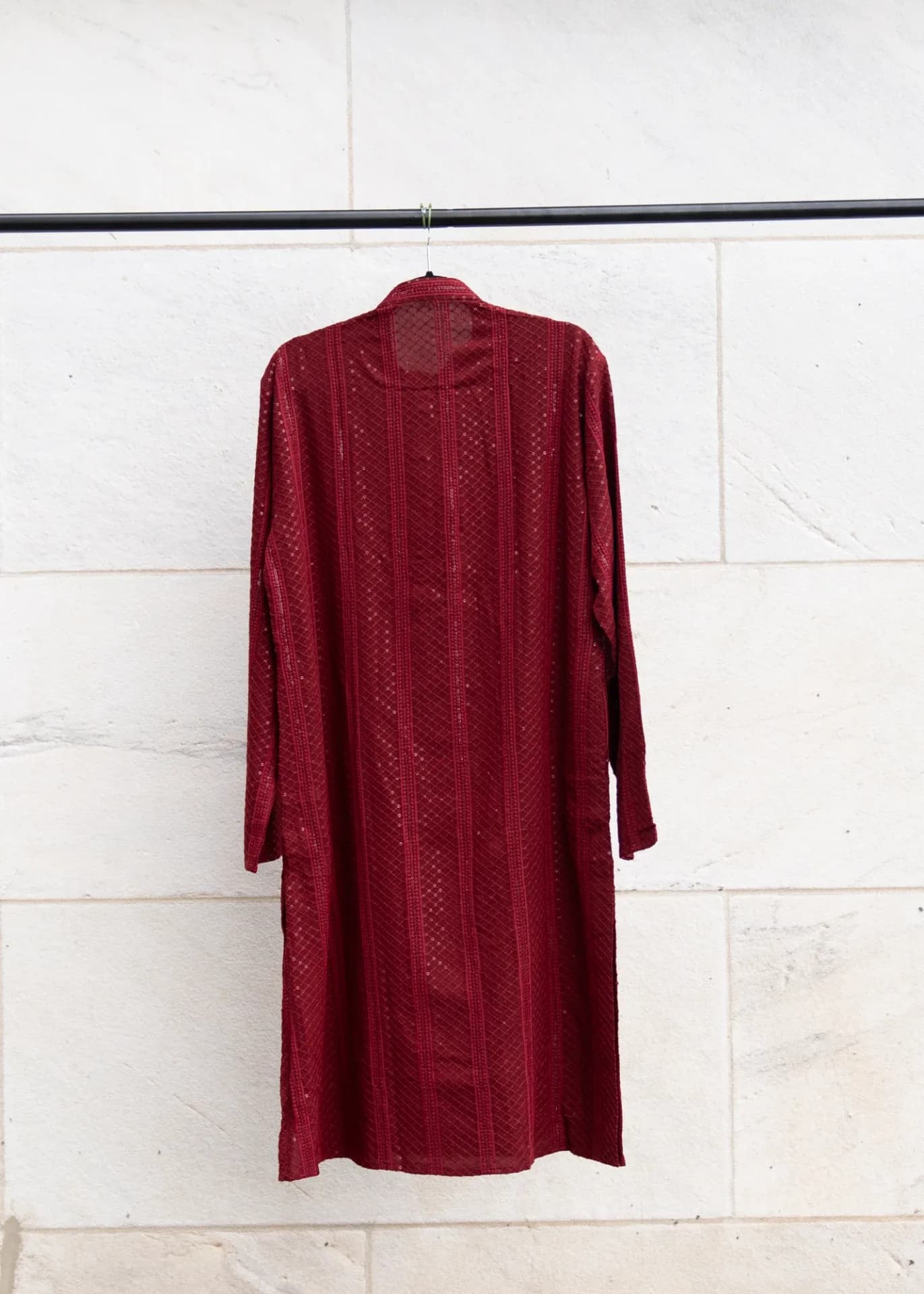 Maroon Kurta Set with Chikankari Embroidery & Sequin Work