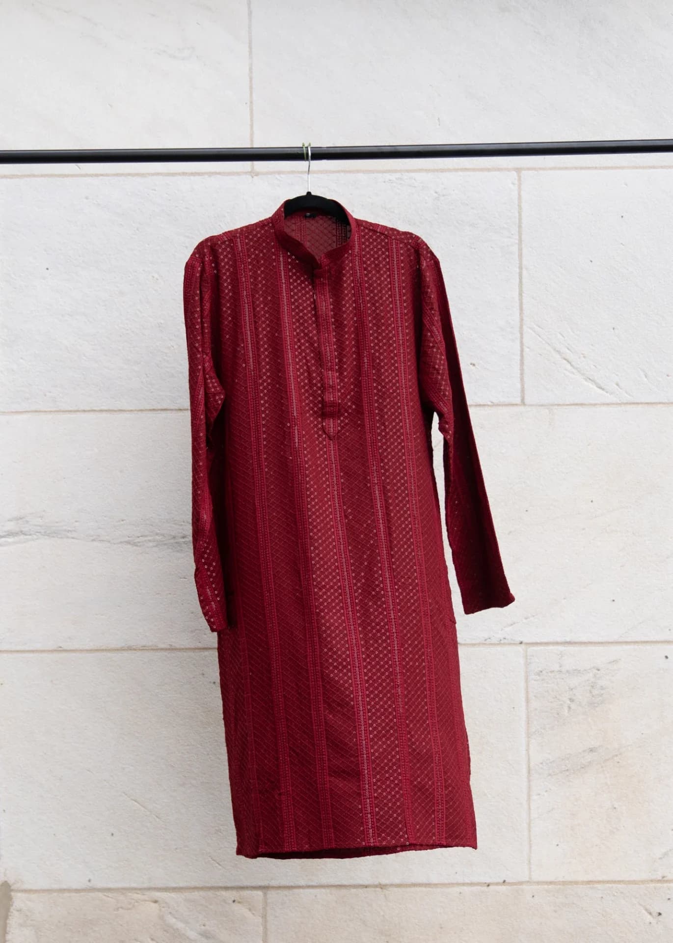 Maroon Kurta Set with Chikankari Embroidery & Sequin Work