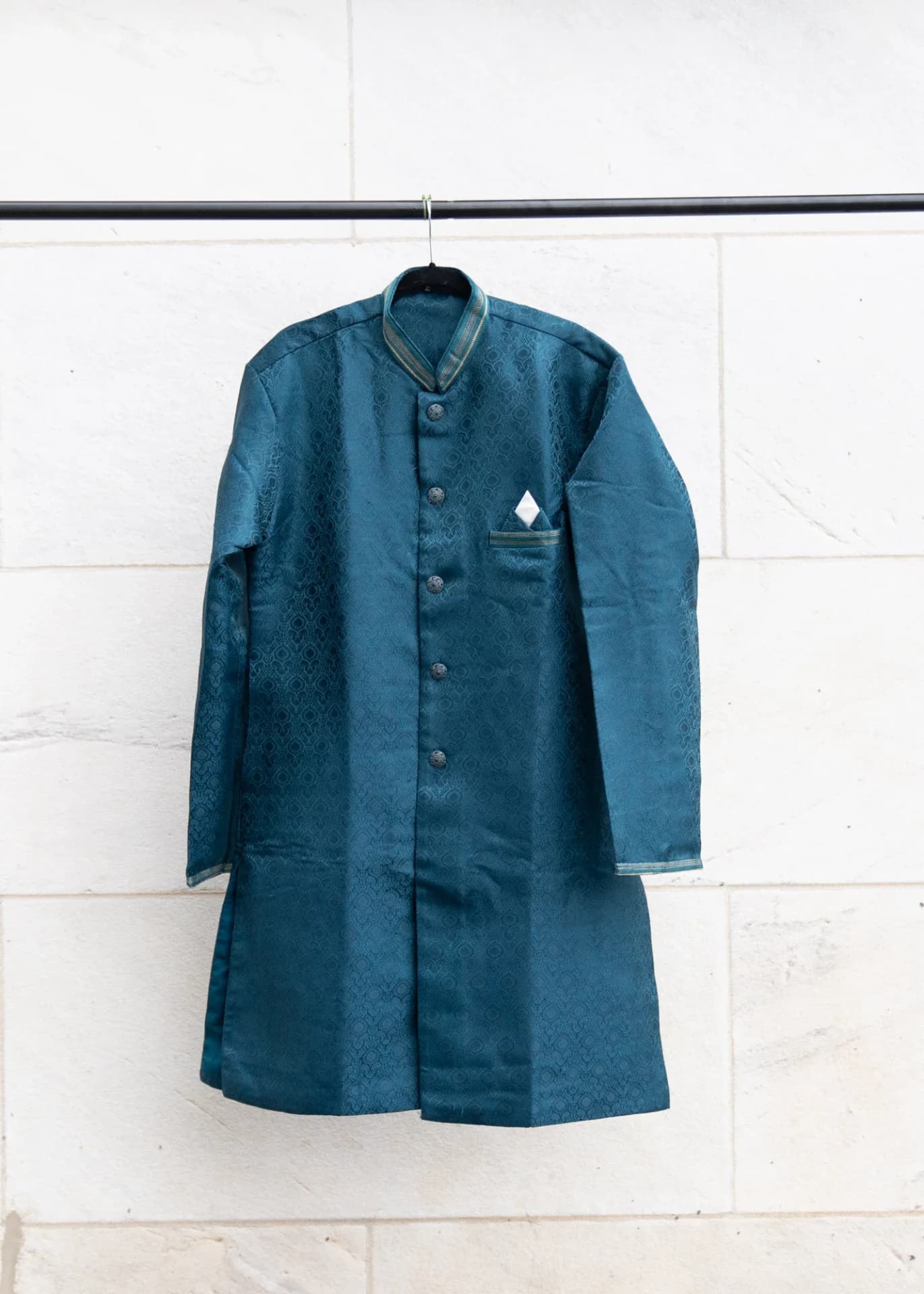 Royal Blue Indo-Western Brocade Jacket Set