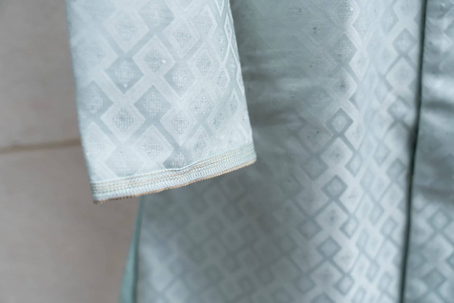 Light Blue Indo-Western Brocade Jacket Set