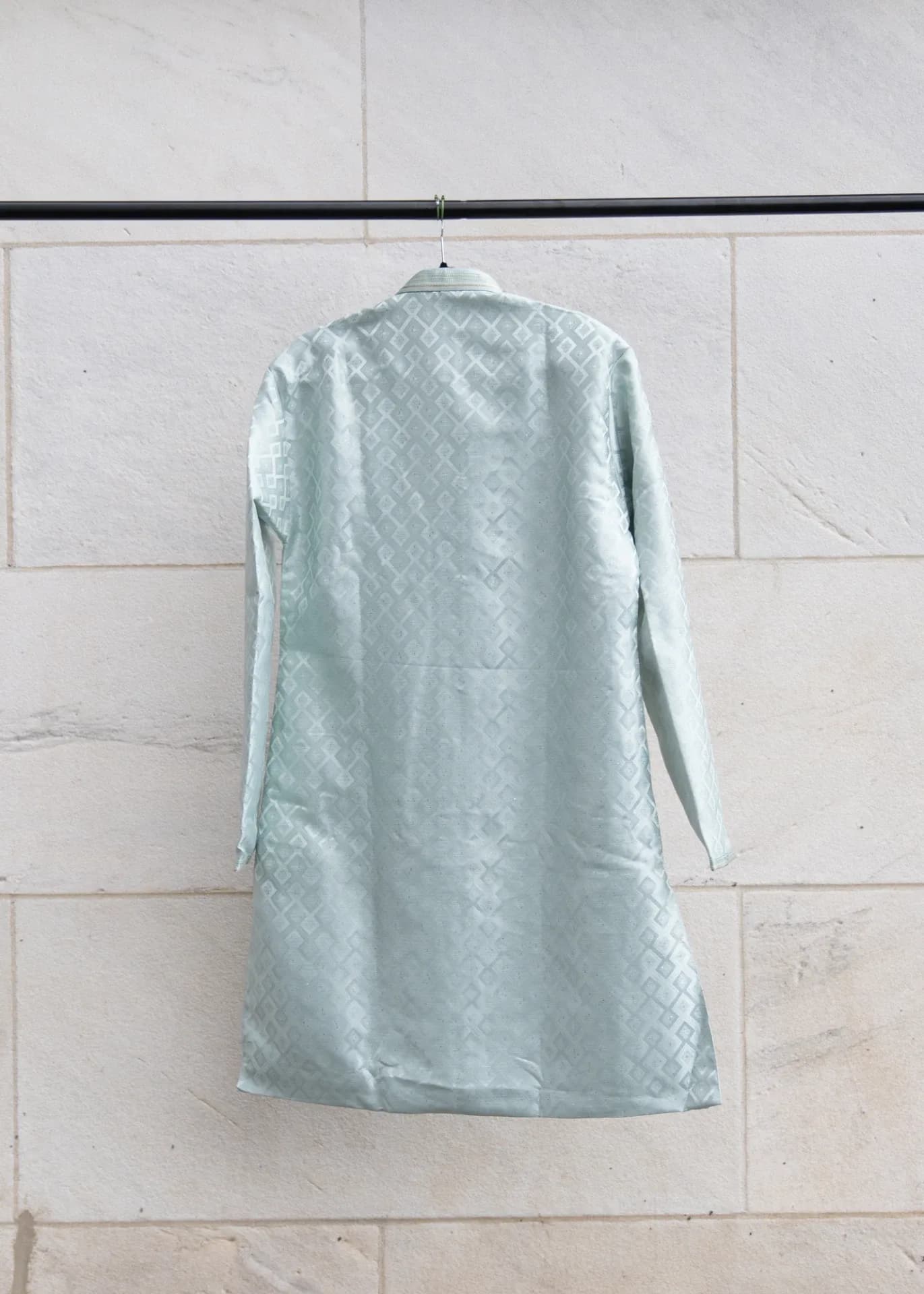 Light Blue Indo-Western Brocade Jacket Set