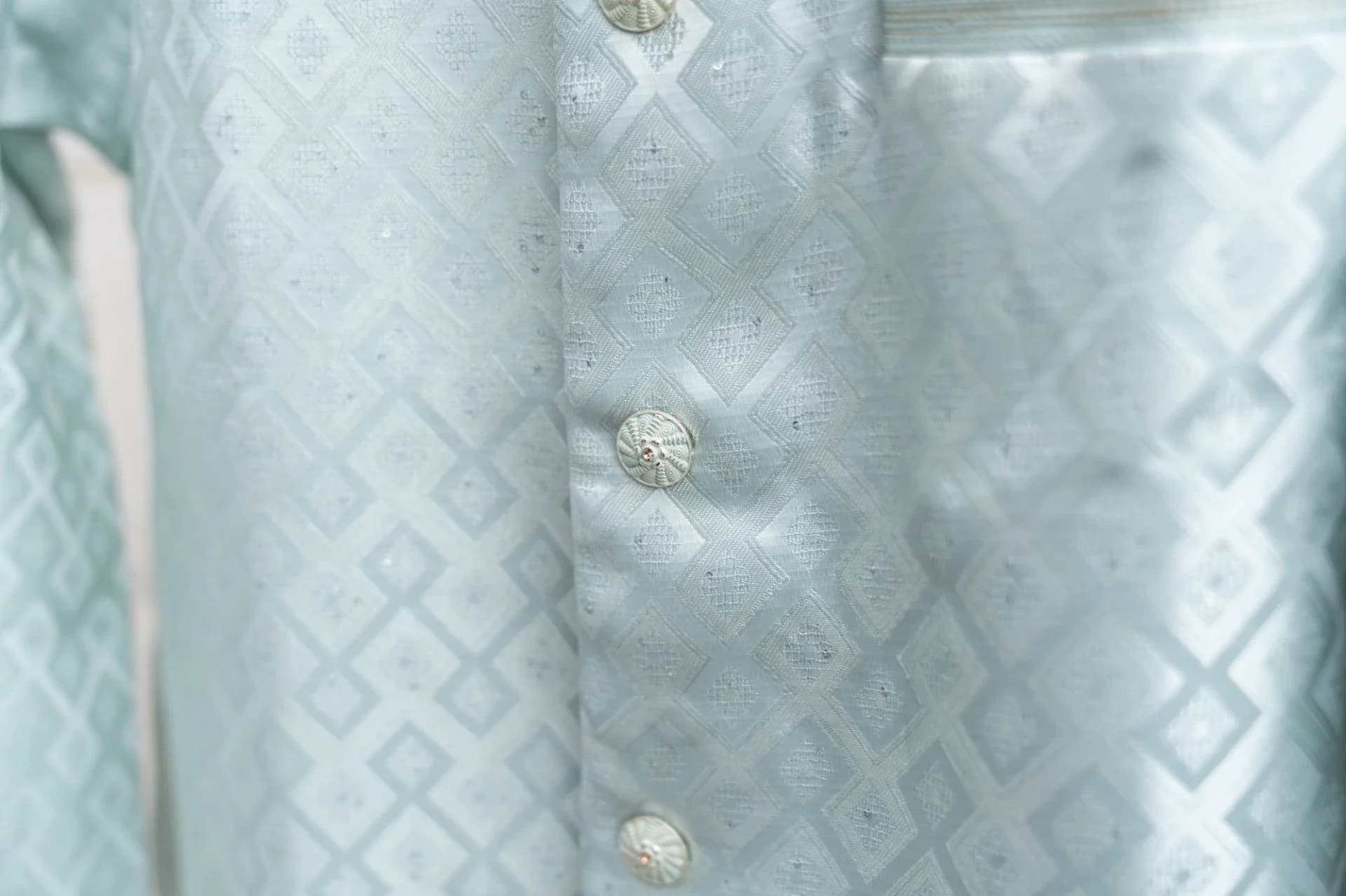 Light Blue Indo-Western Brocade Jacket Set