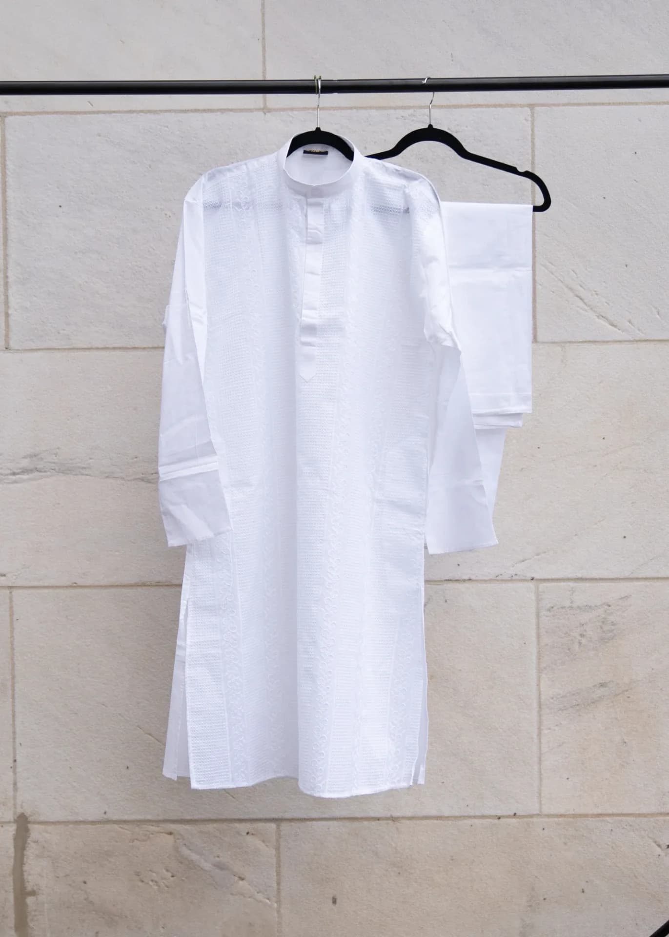 White Kurta Set with Chikankari Embroidery 