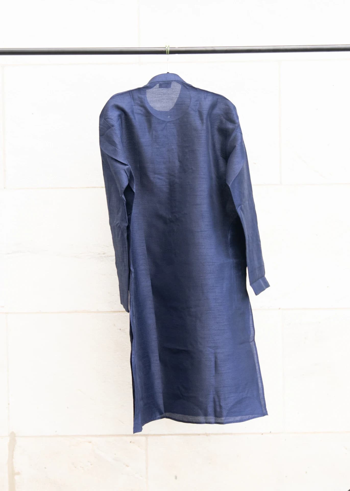 Deep Blue Kurta Set with Mirror Work & Silver Details