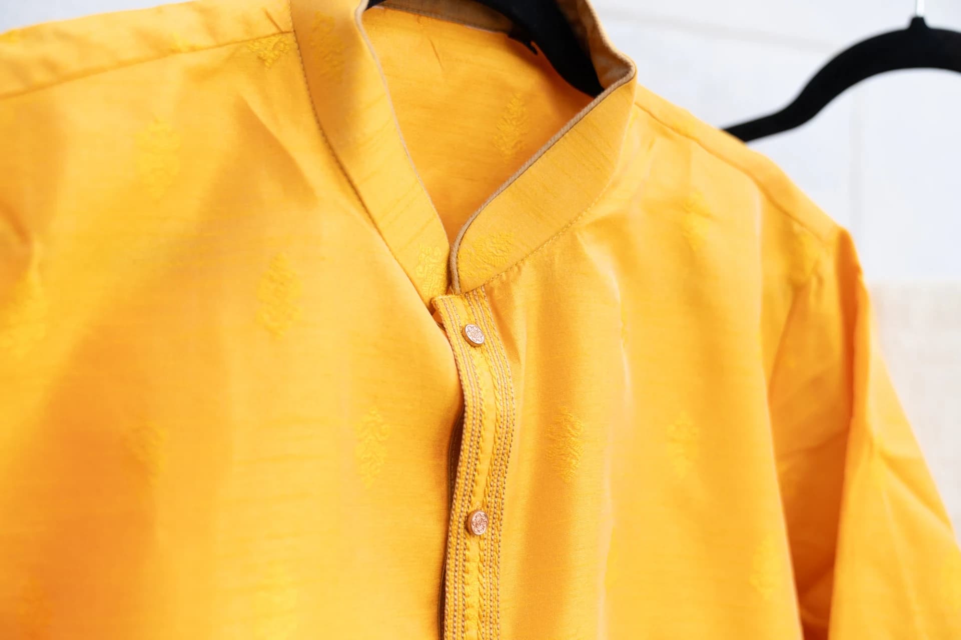 Mustard Yellow Kurta Set with Gold Details