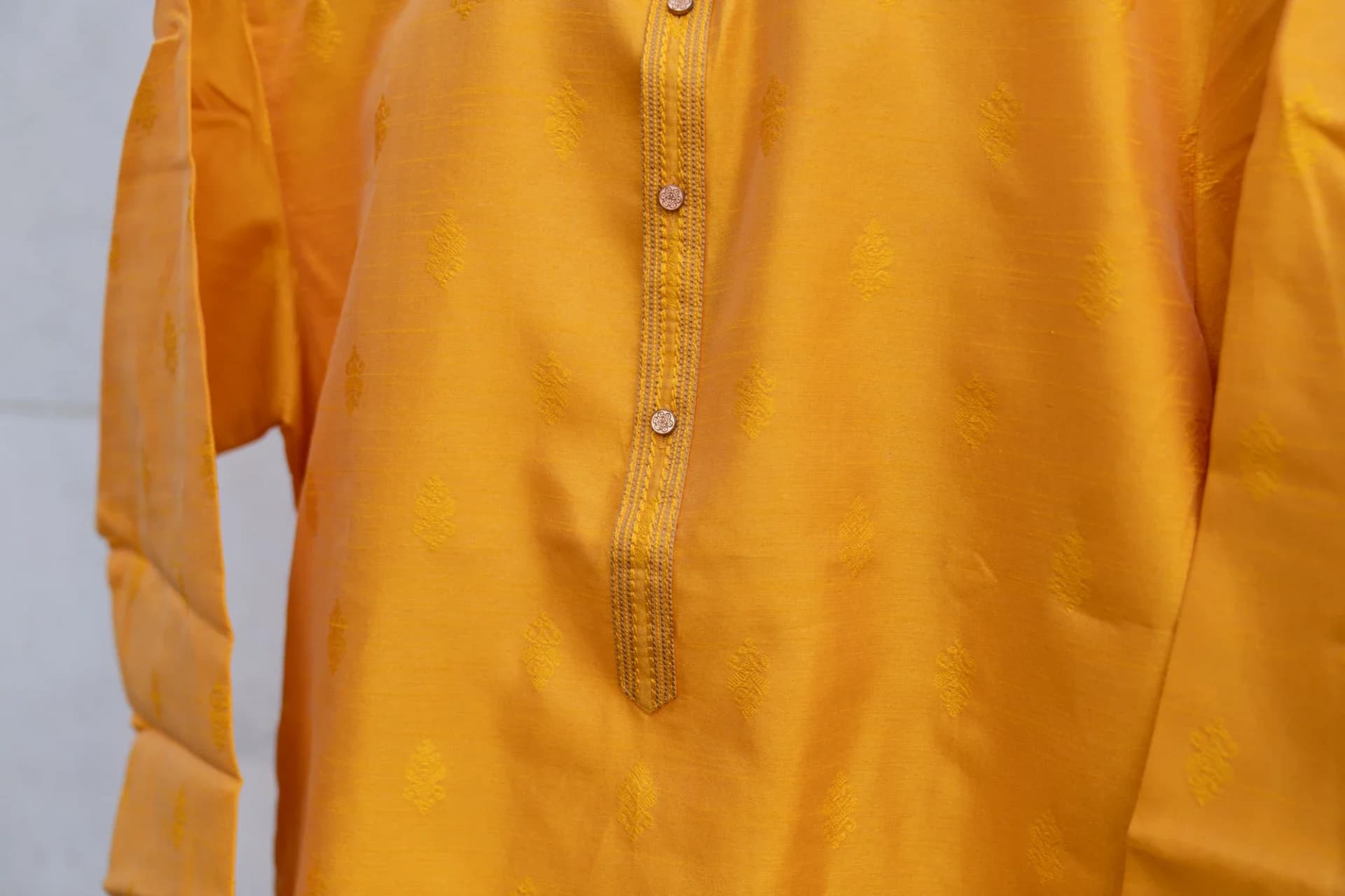 Mustard Yellow Kurta Set with Gold Details