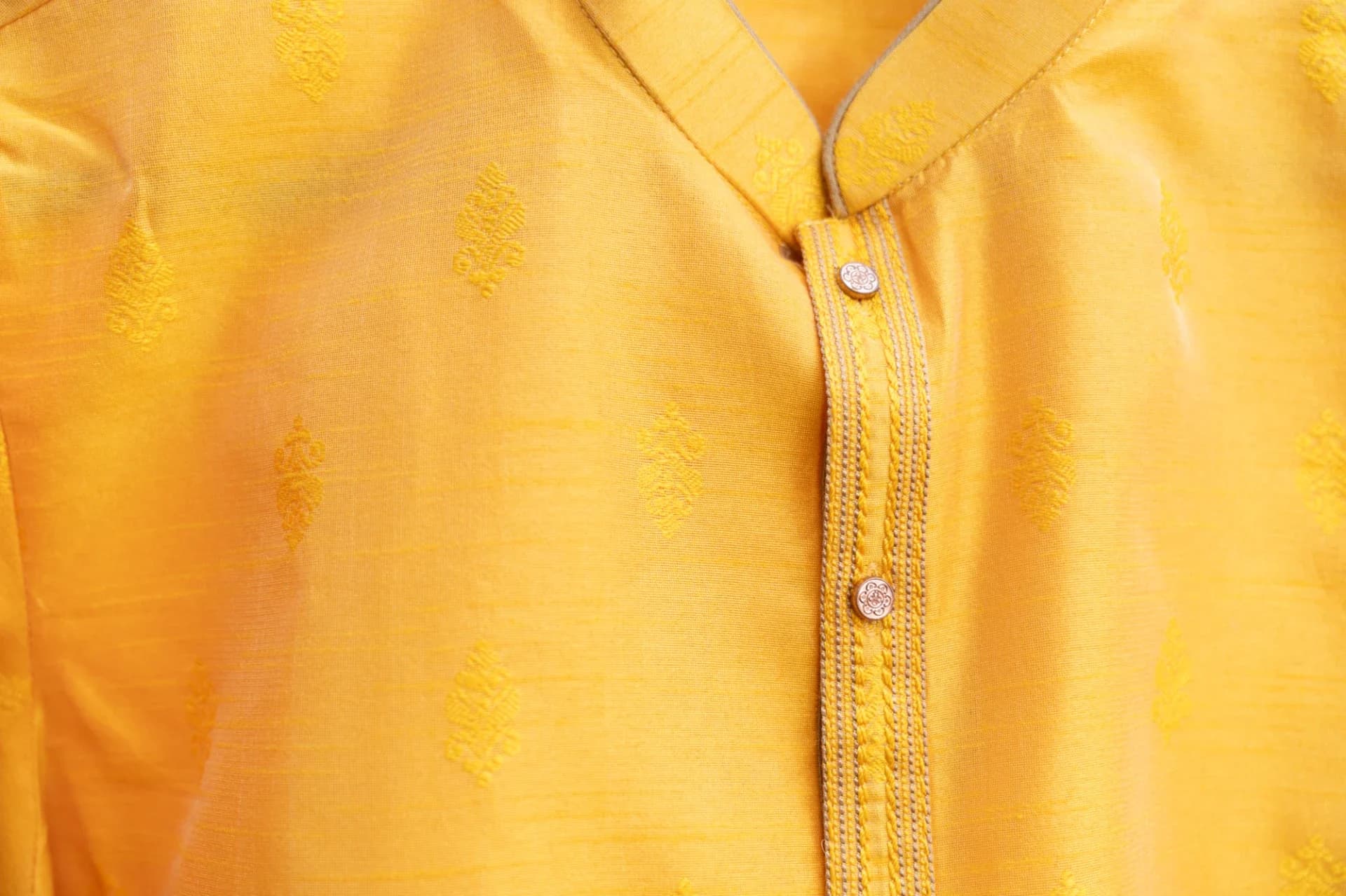 Mustard Yellow Kurta Set with Gold Details
