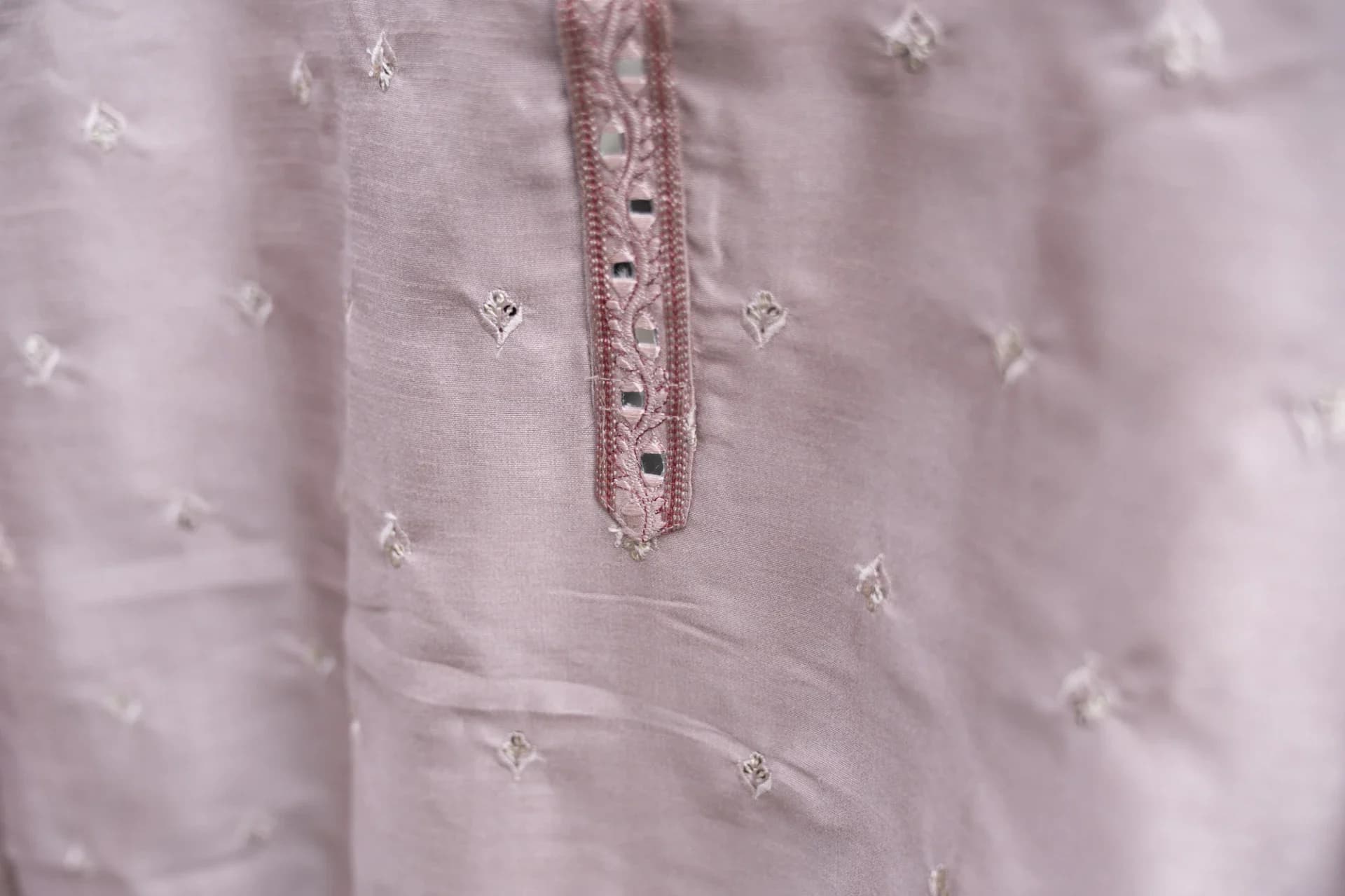 Metallic Pink Kurta Set with Mirror & Sequin Work