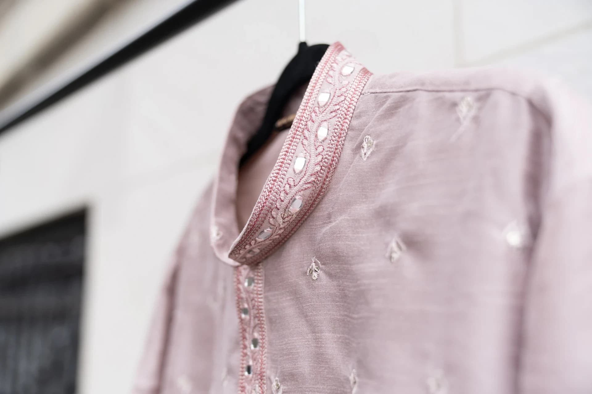 Metallic Pink Kurta Set with Mirror & Sequin Work