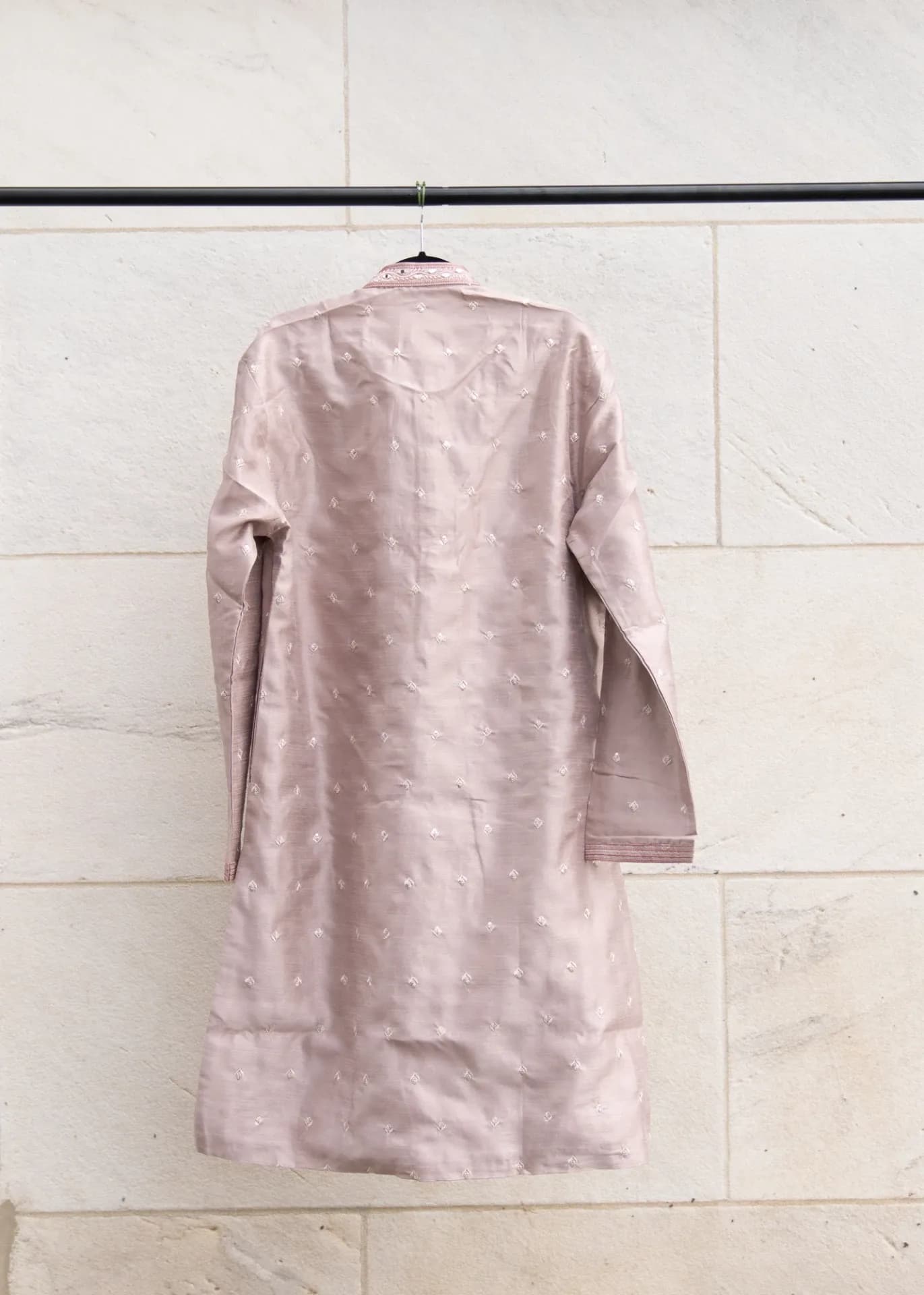 Metallic Pink Kurta Set with Mirror & Sequin Work