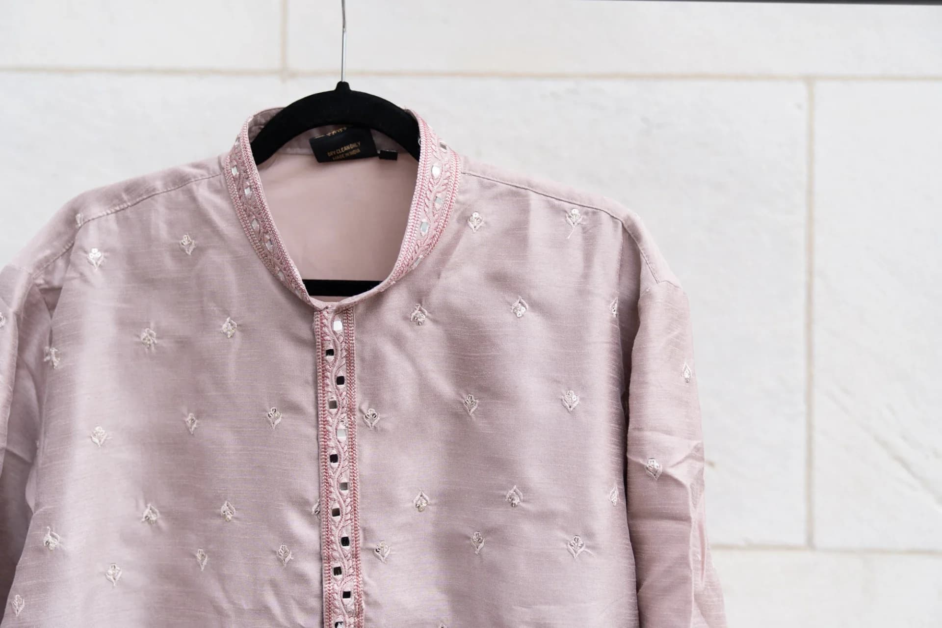 Metallic Pink Kurta Set with Mirror & Sequin Work