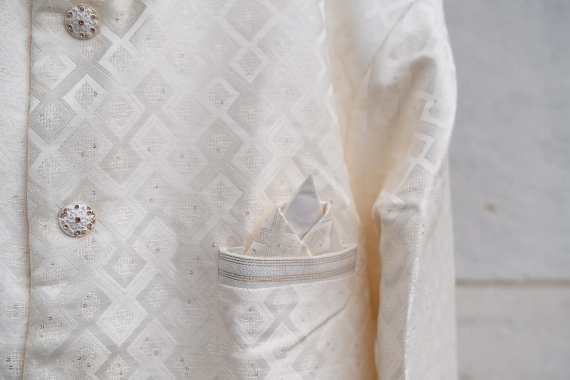 Cream Indo-Western Brocade Jacket Set