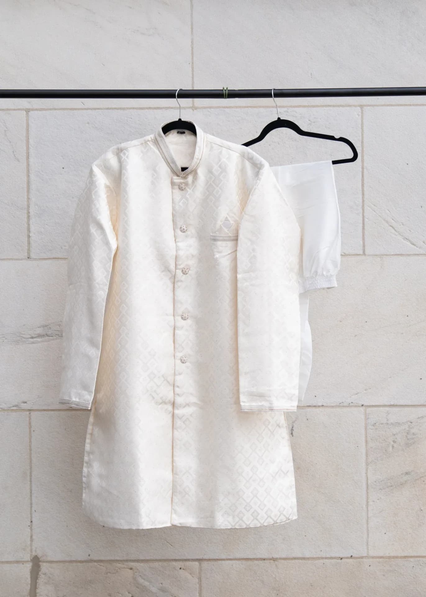 Cream Indo-Western Brocade Jacket Set