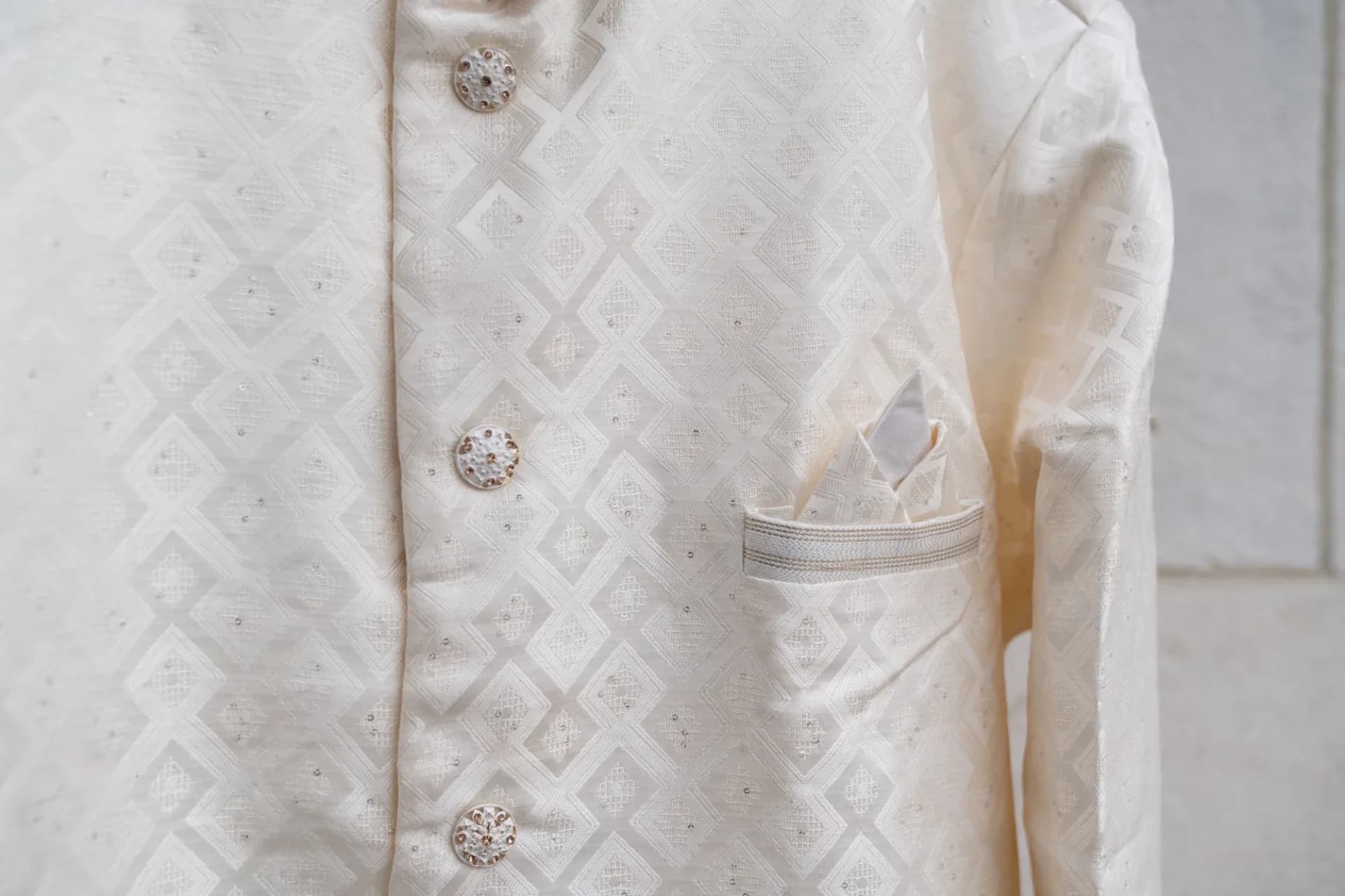 Cream Indo-Western Brocade Jacket Set