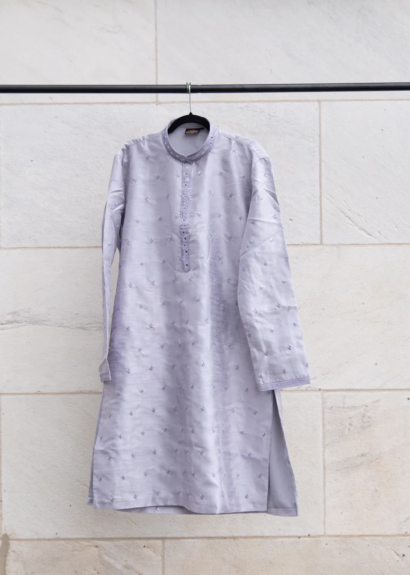 Metallic Lilac Kurta Set with Mirror & Sequin Work