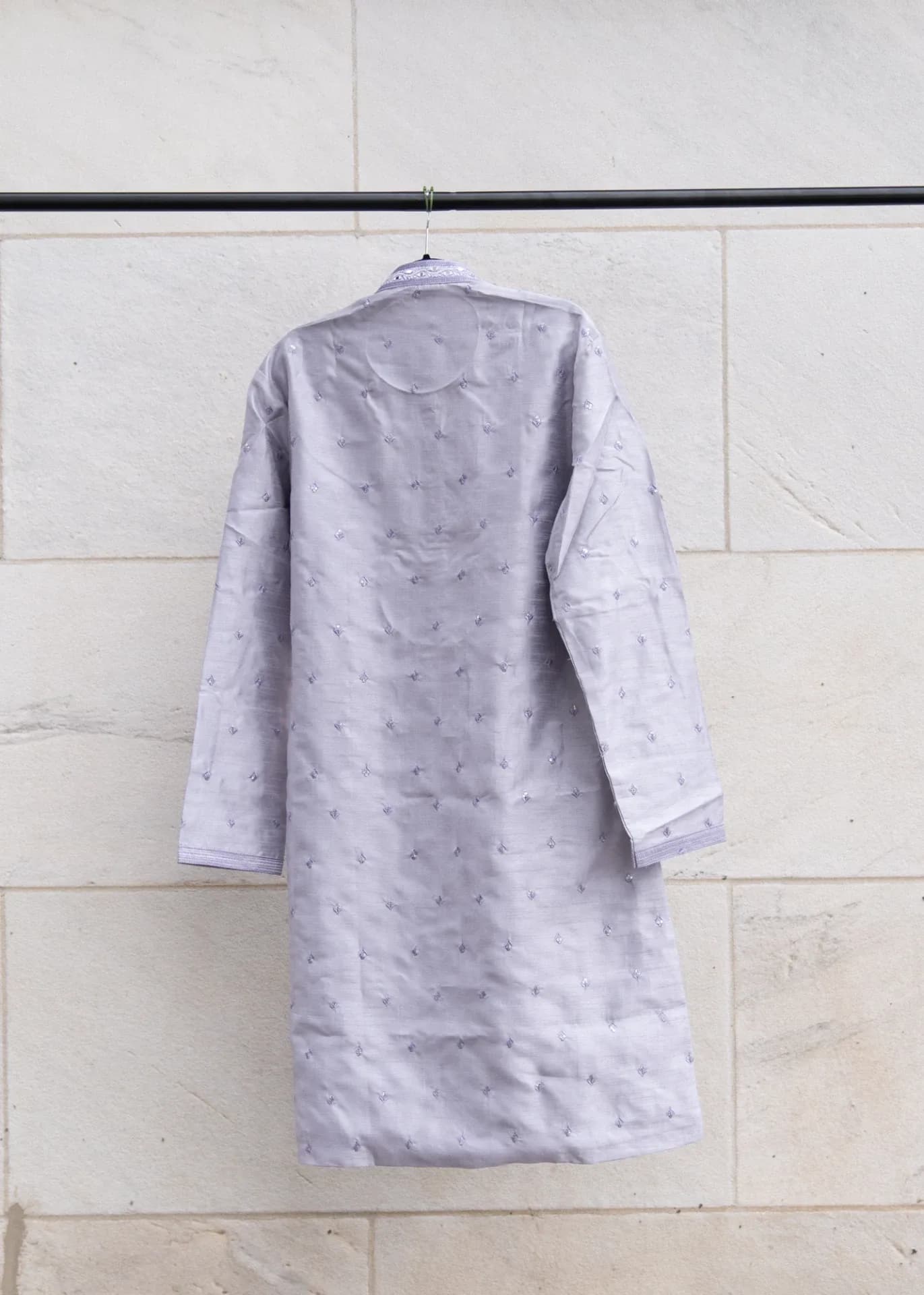 Metallic Lilac Kurta Set with Mirror & Sequin Work