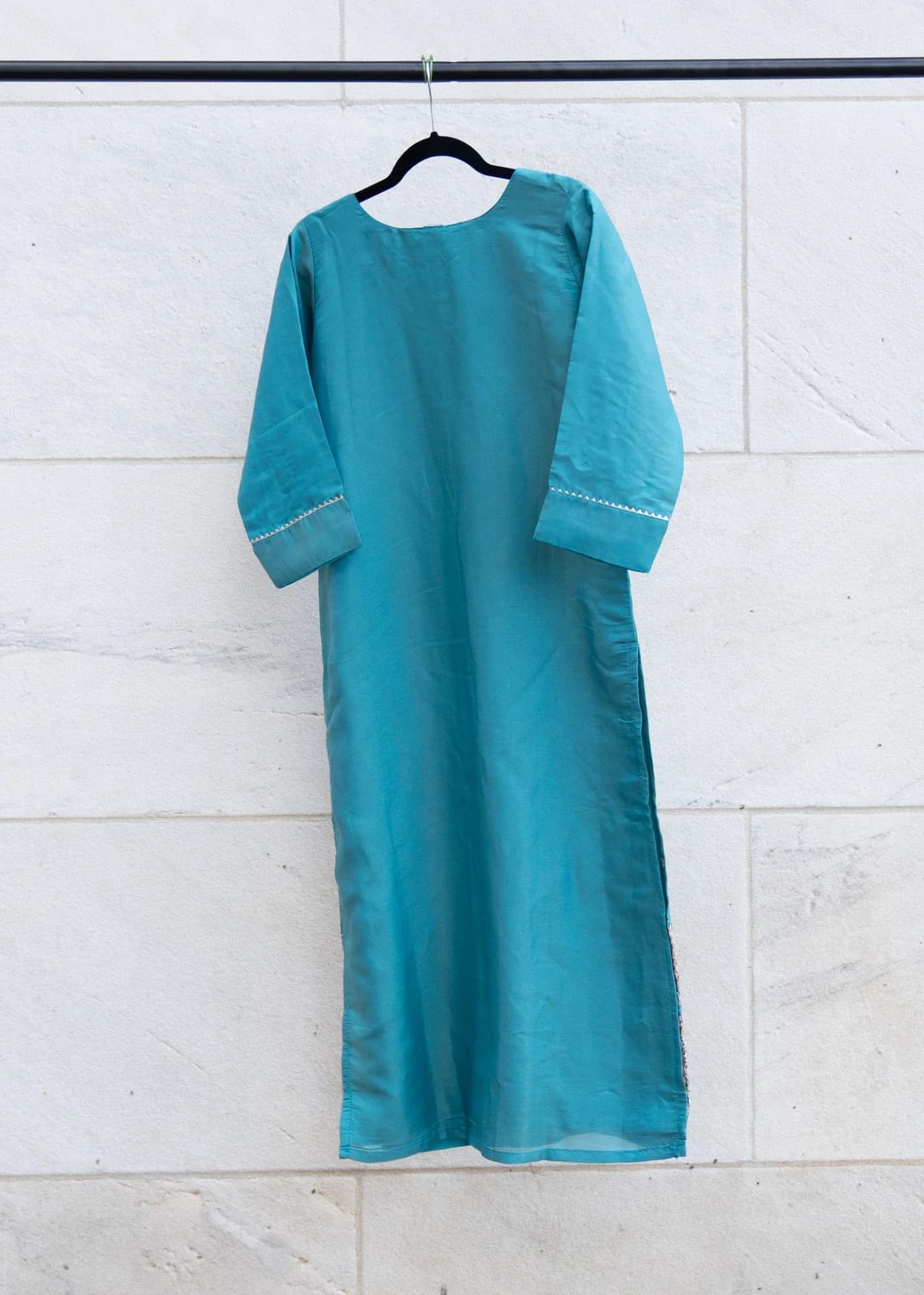 Cyan Salwar Set with Silver Thread Embroidery