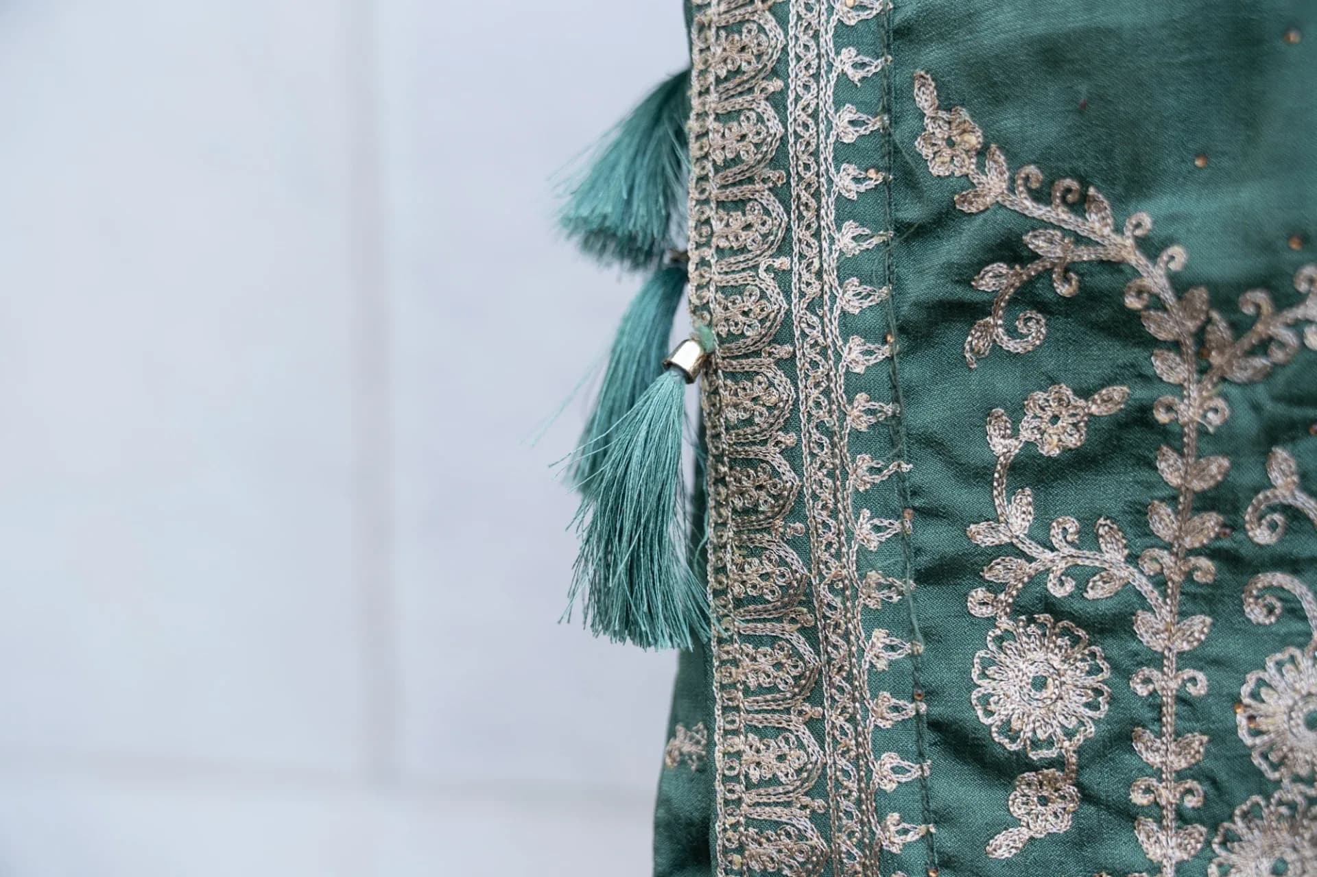Green Salwar Set with Matte Gold Embroidery