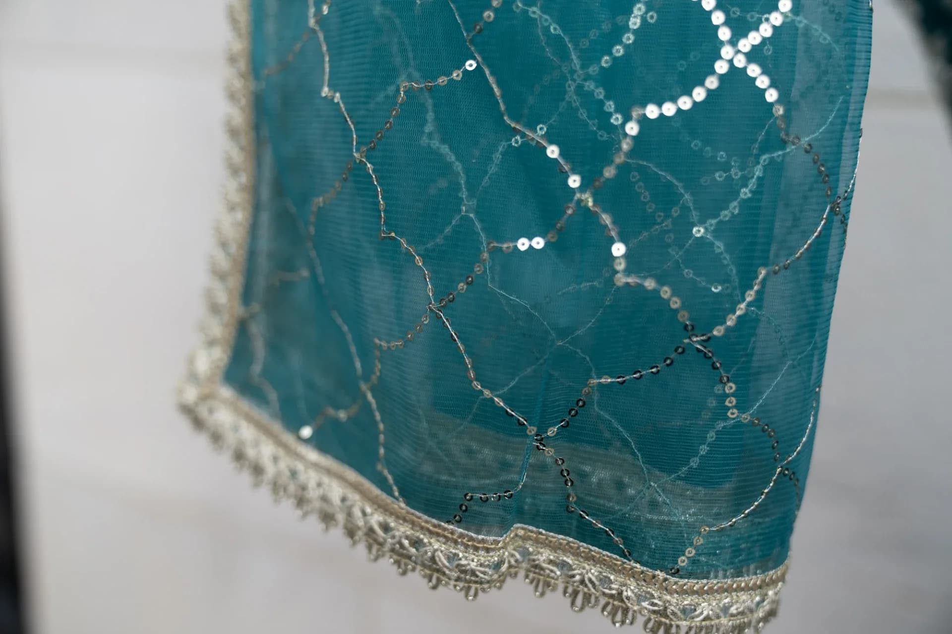 Robin's Egg Blue Sharara Set with Silver Sequin Embroidery