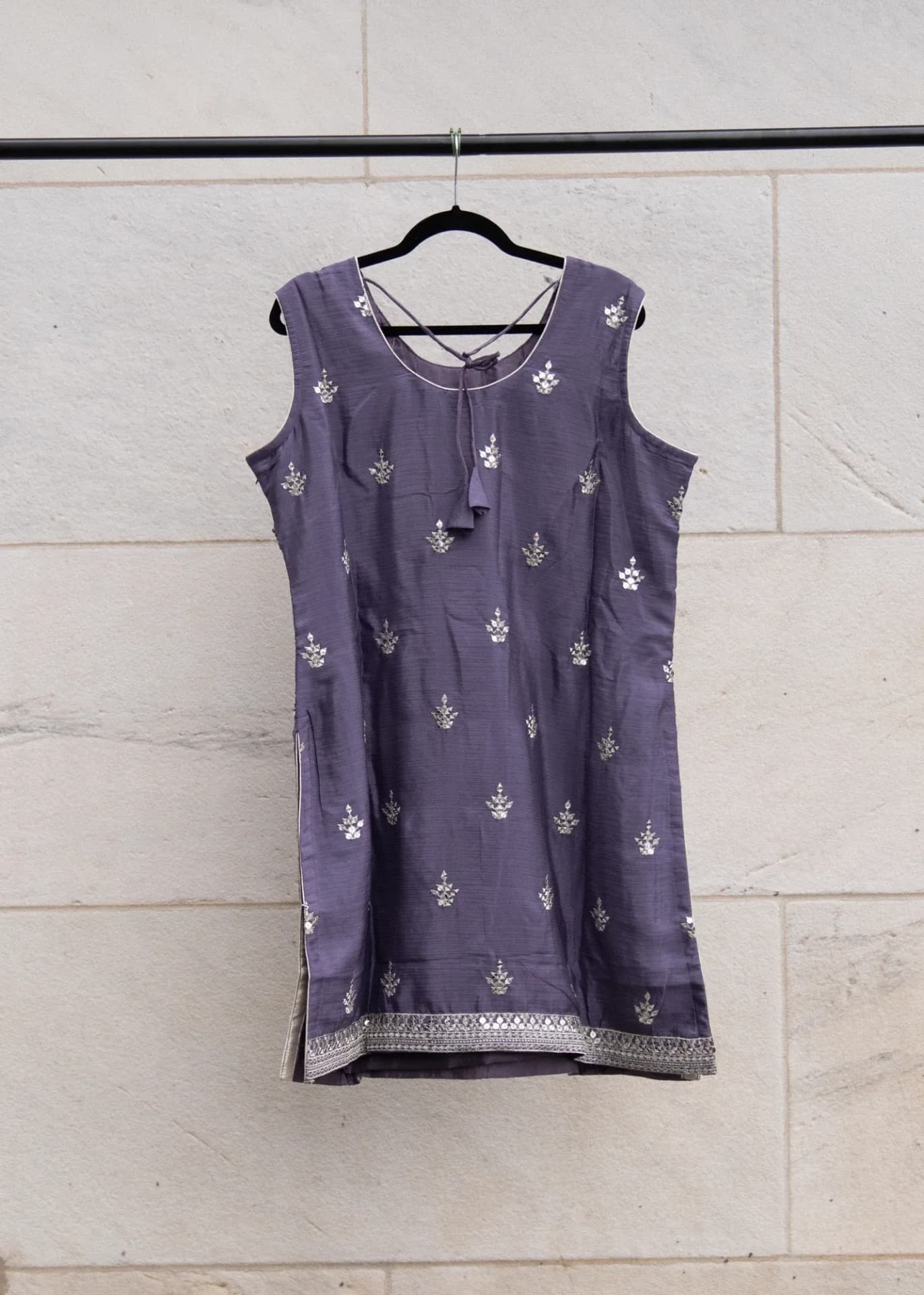 Lilac Sharara Set with Silver Sequin Embroidery