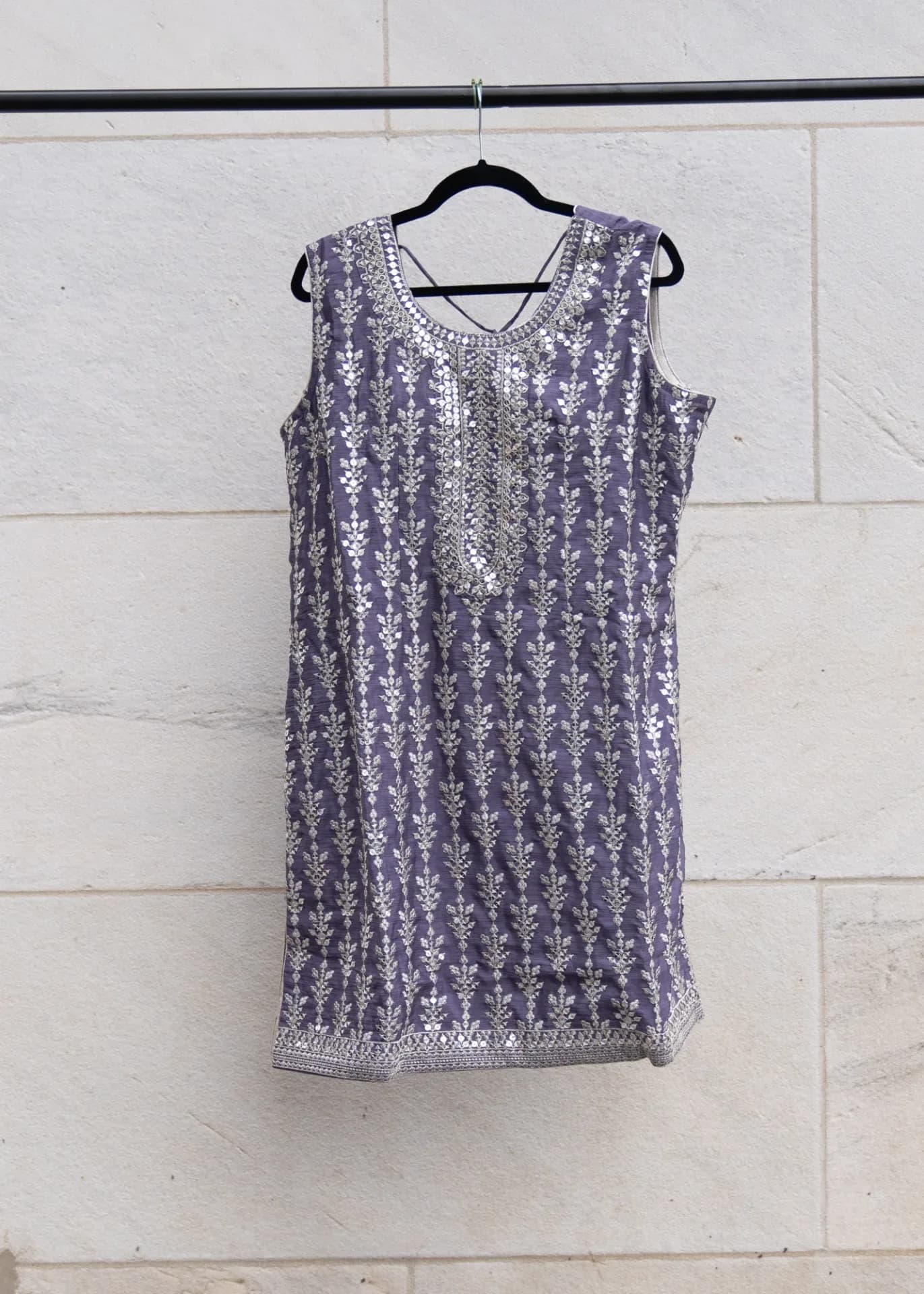 Lilac Sharara Set with Silver Sequin Embroidery