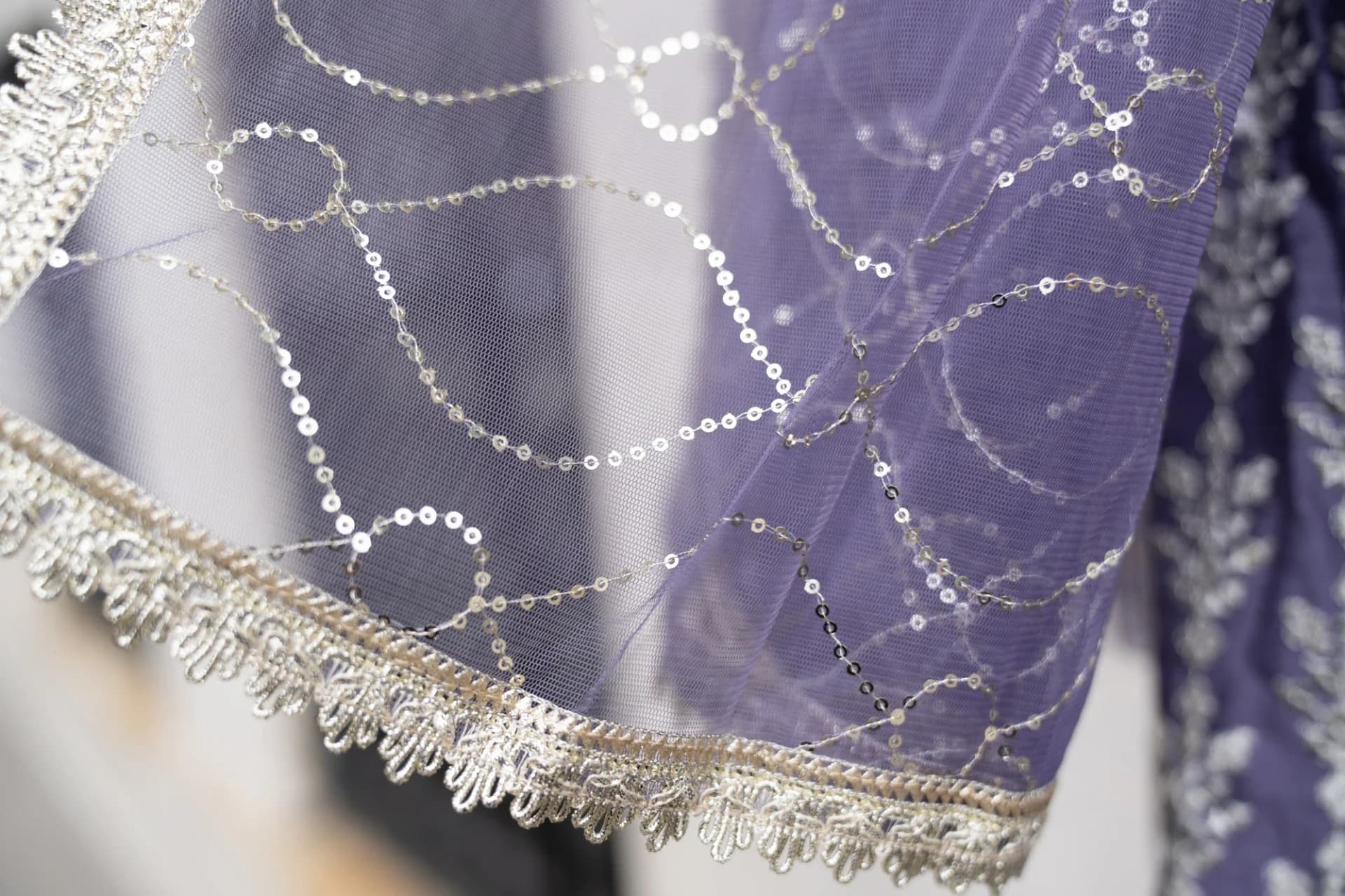 Lilac Sharara Set with Silver Sequin Embroidery