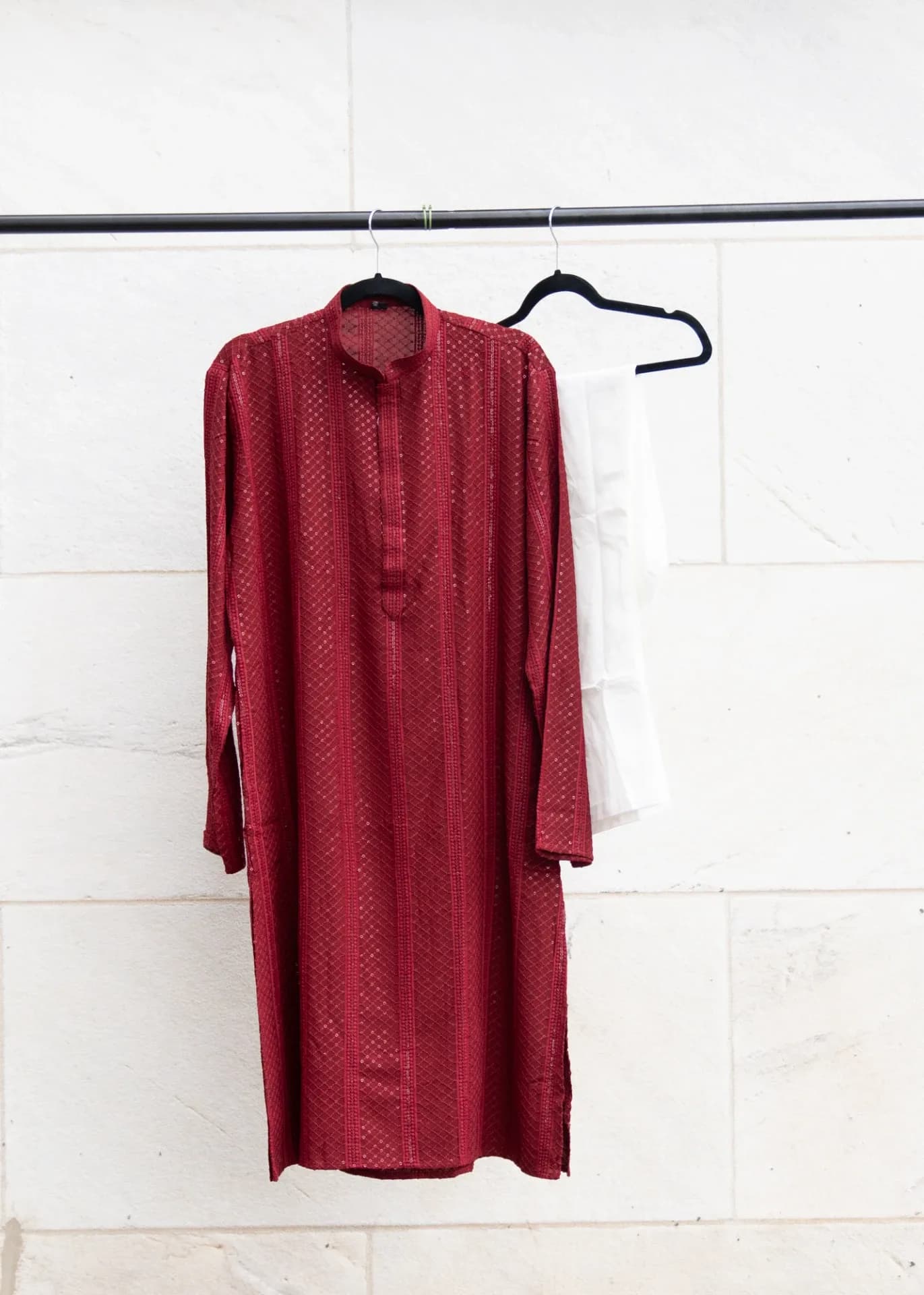 Maroon Kurta Set with Chikankari Embroidery & Sequin Work
