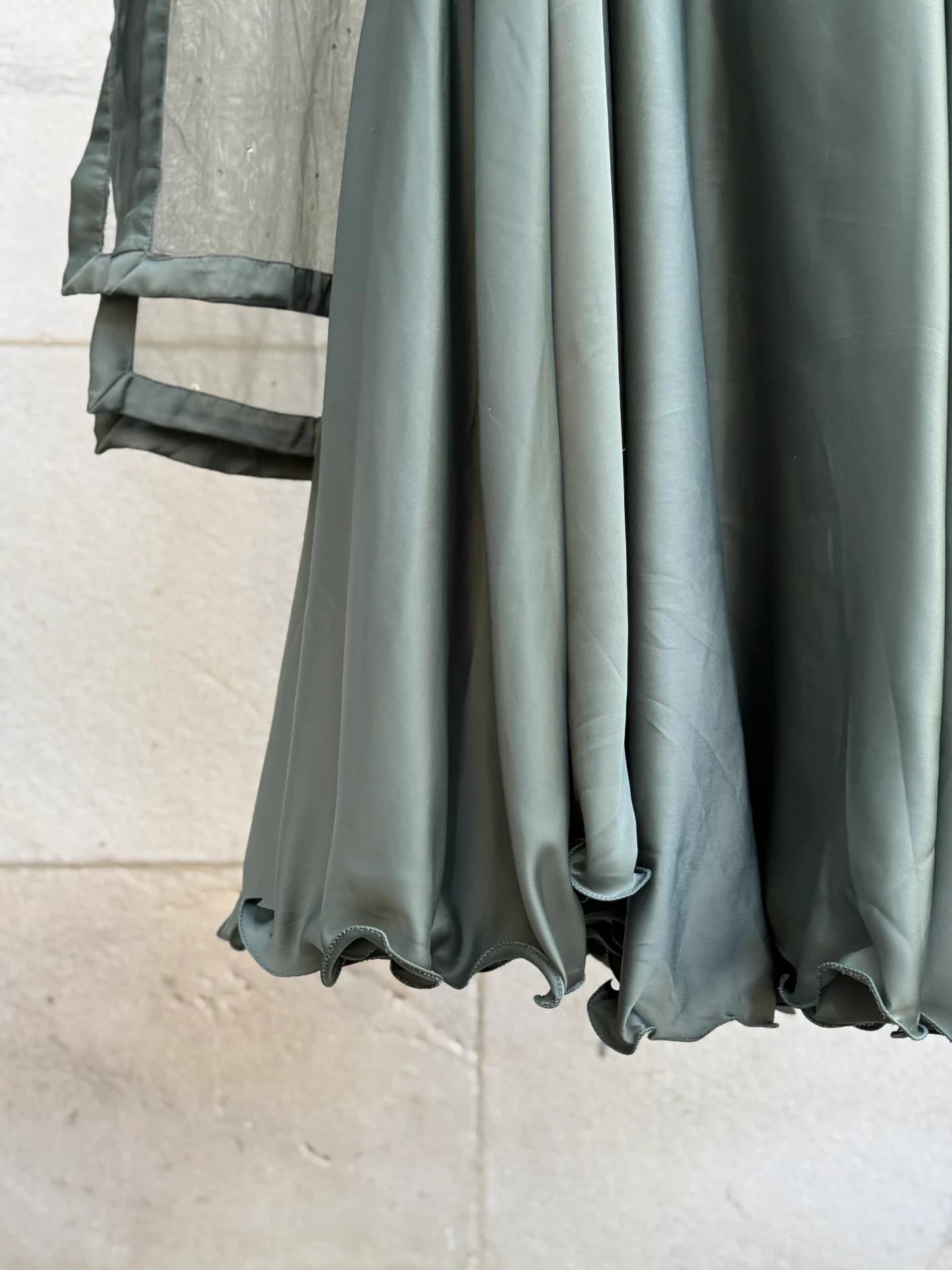 Sage Green Lehenga Set with Beadwork & Satin Skirt
