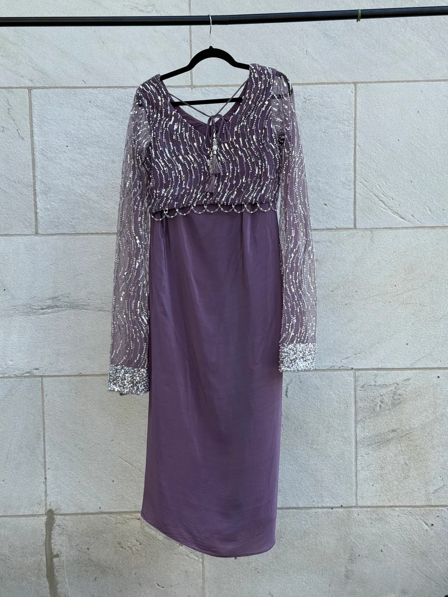 Amethyst Draped Skirt & Bell-Sleeve Set