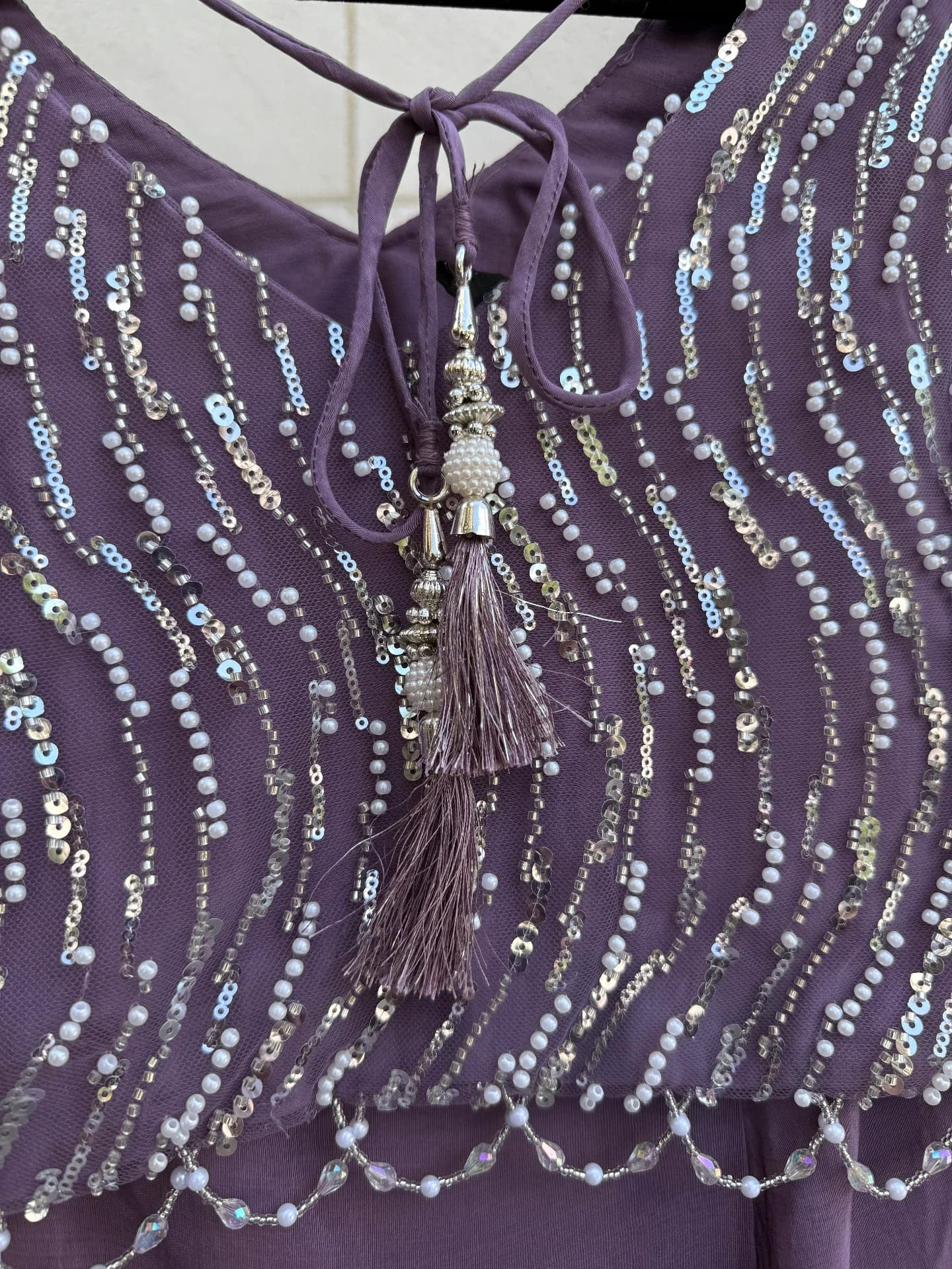 Amethyst Draped Skirt & Bell-Sleeve Set