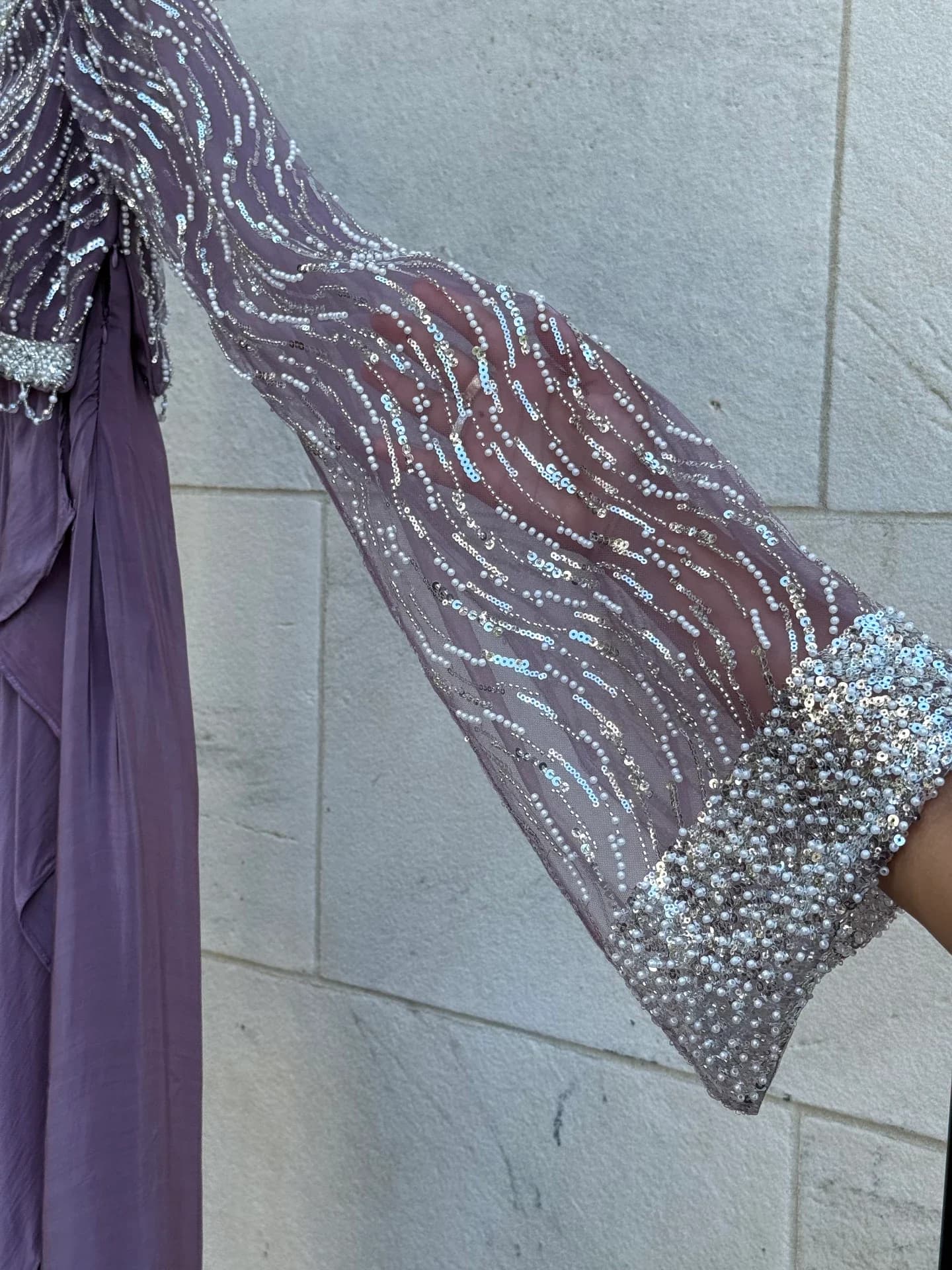 Amethyst Draped Skirt & Bell-Sleeve Set