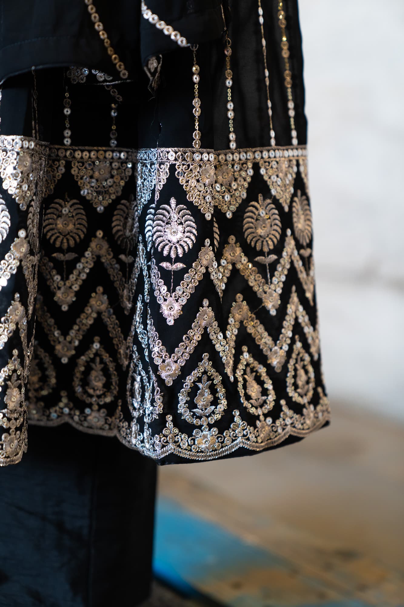 Black Georgette Anarkali with Mirror Work