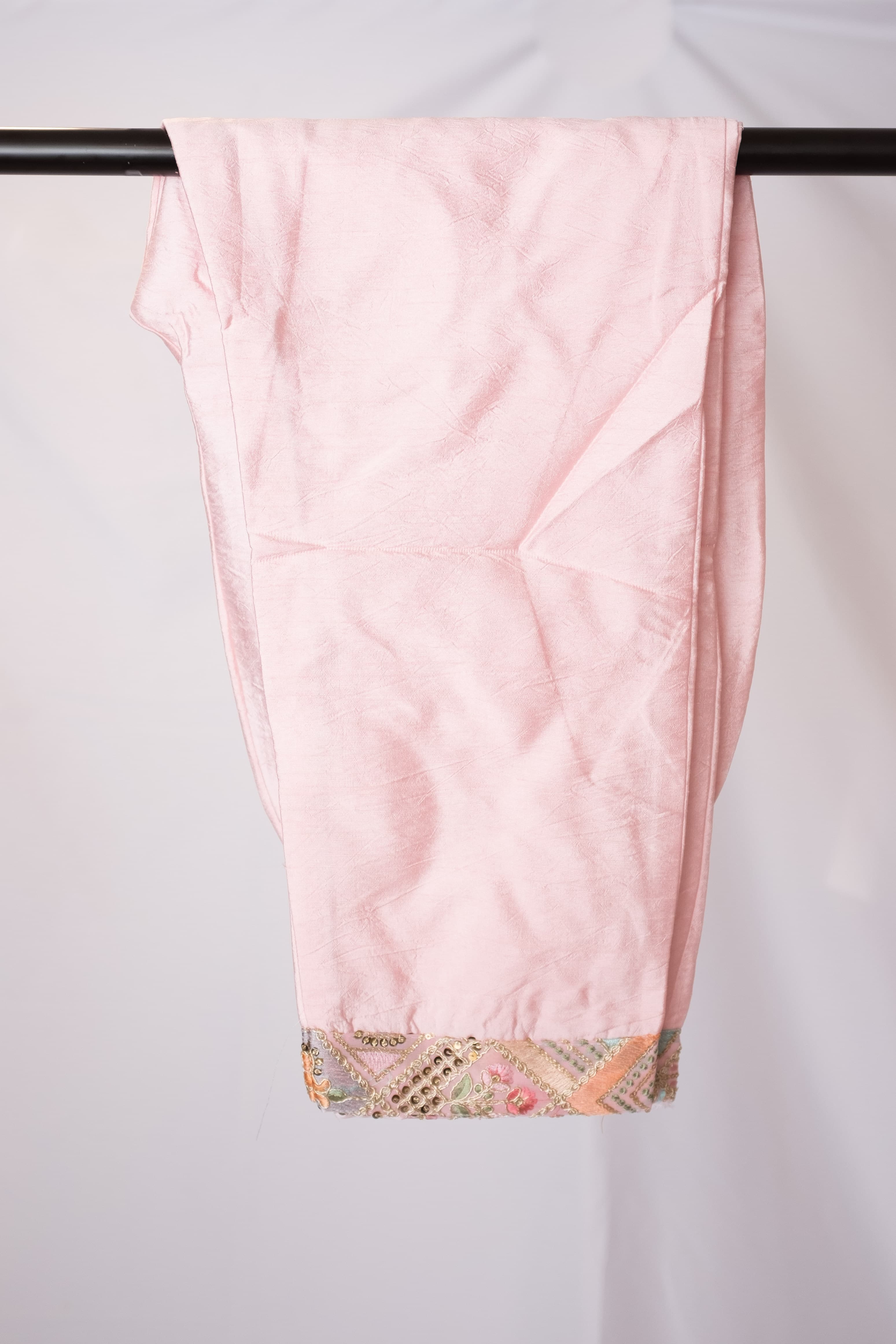 Pink Georgette Kurta Set with Floral Embroidery