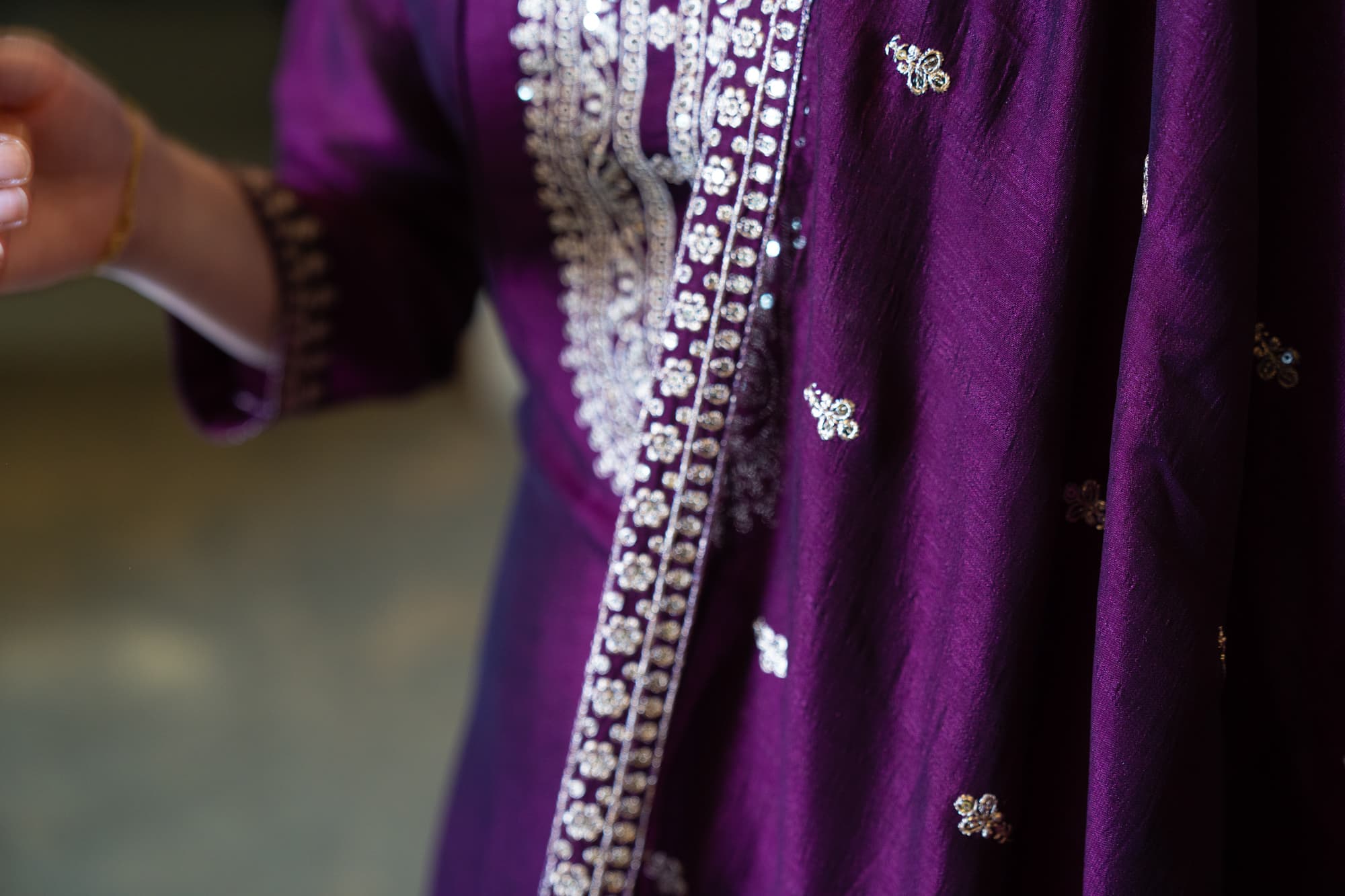 Eggplant Purple Anarkali with Silver Embroidery