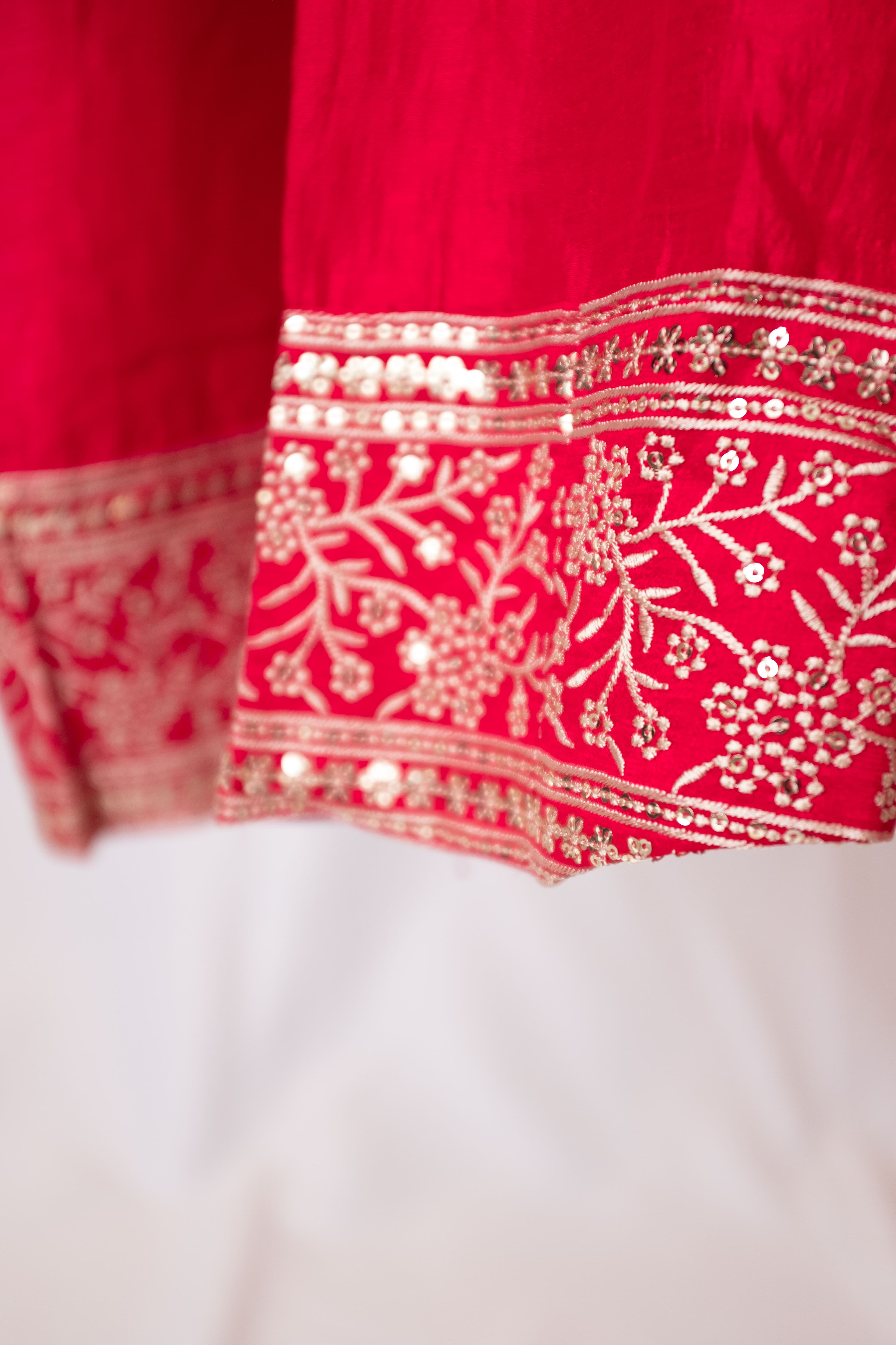 Red Anarkali with Metallic Embroidery