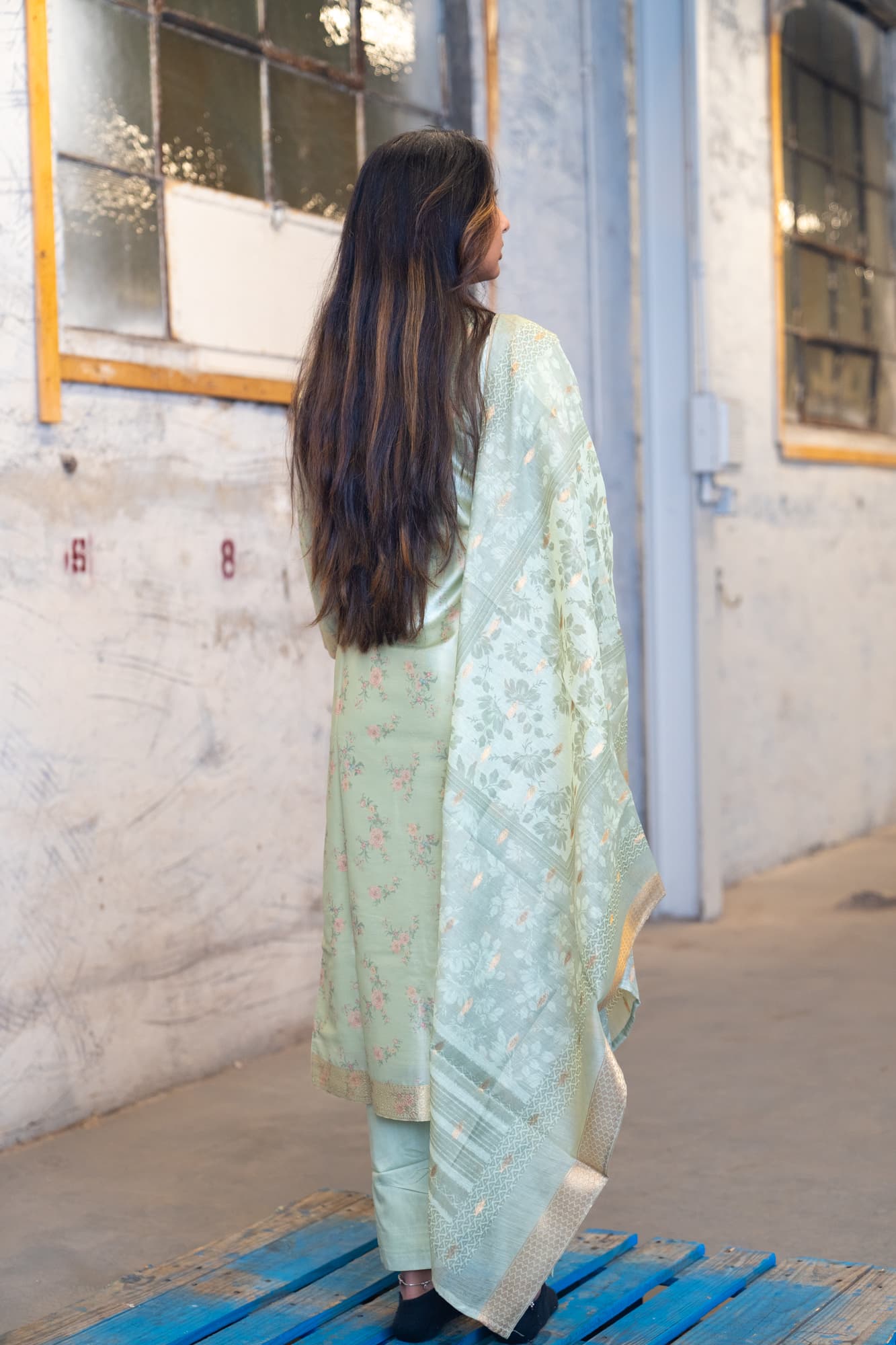 Mint Green Chanderi Salwar Set
