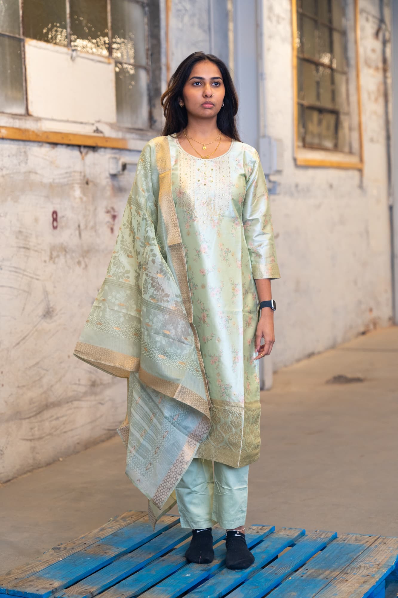 Mint Green Chanderi Salwar Set
