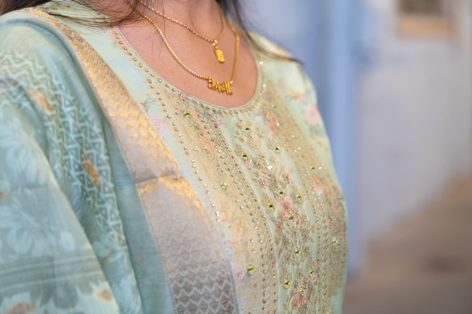 Mint Green Chanderi Salwar Set