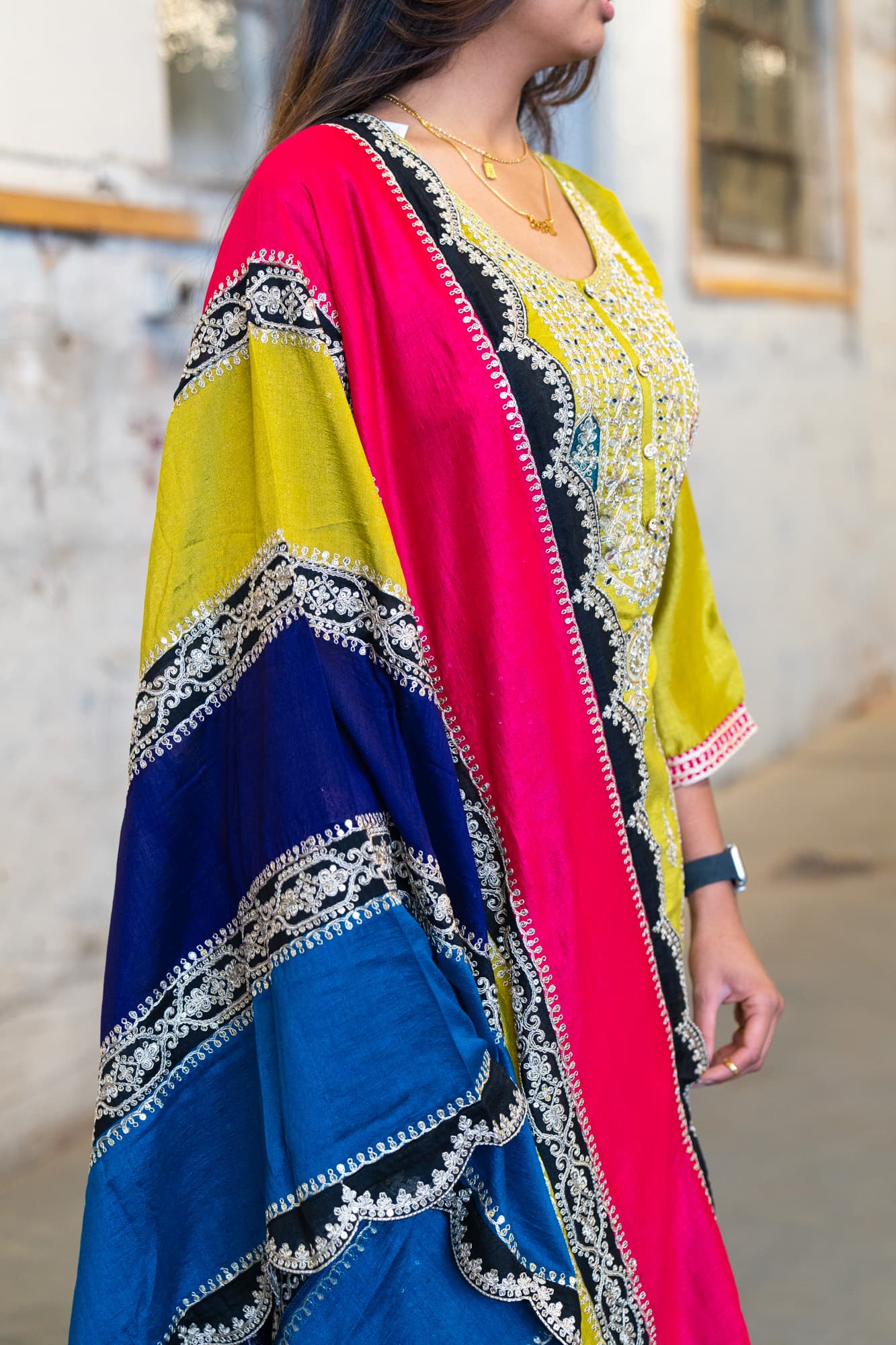 Mehendi Green Chanderi Salwar with Embroidery & Mirror Work