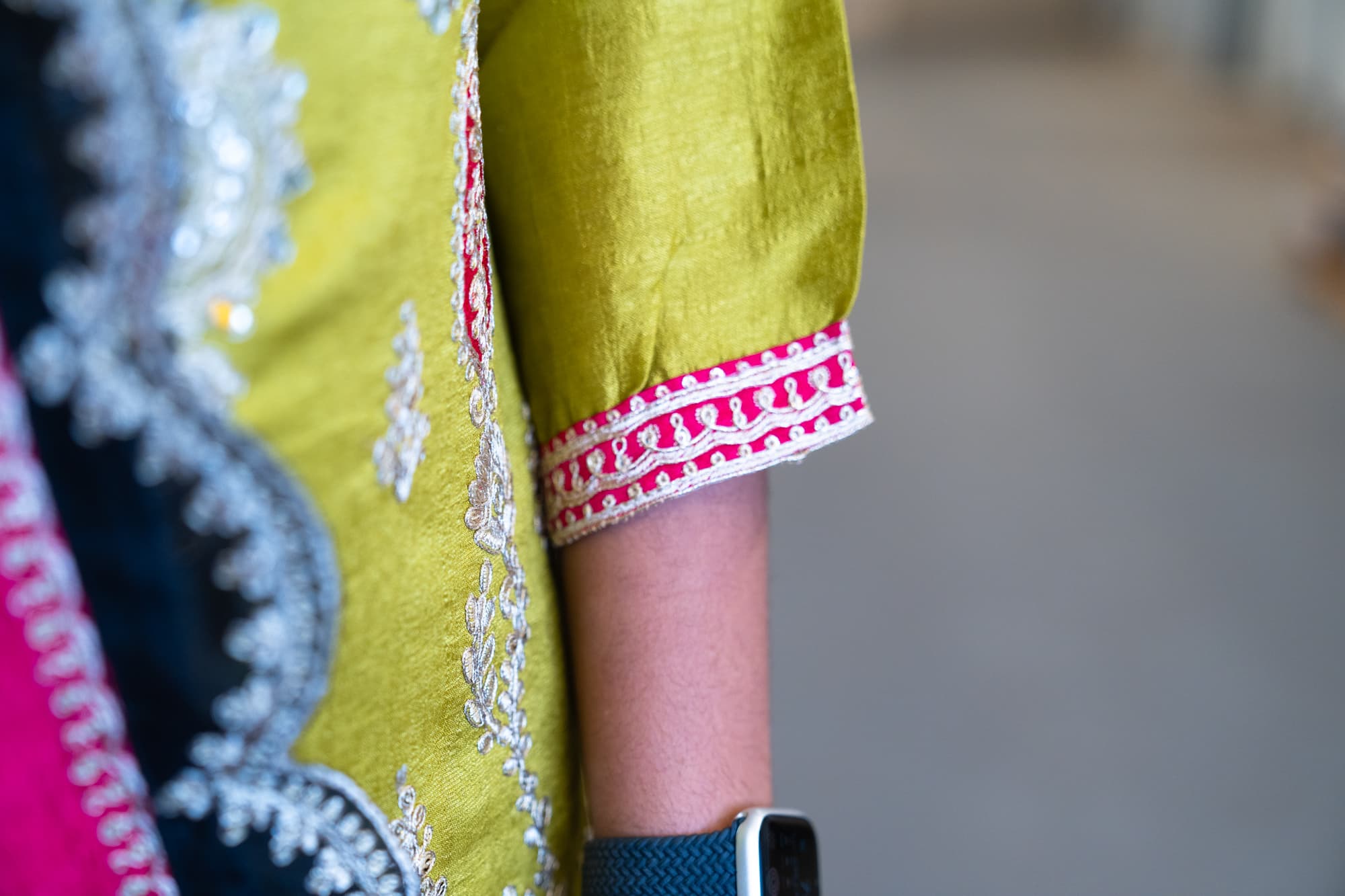 Mehendi Green Chanderi Salwar with Embroidery & Mirror Work