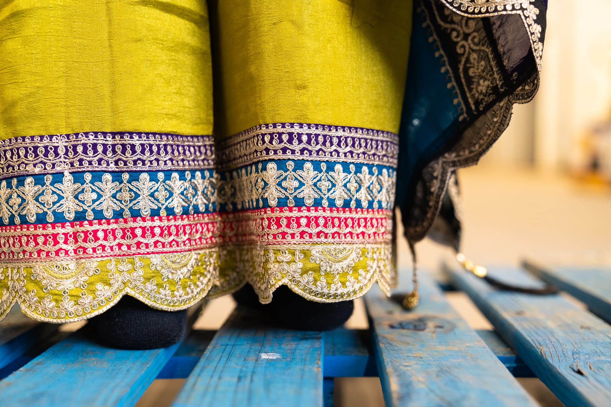 Mehendi Green Chanderi Salwar with Embroidery & Mirror Work