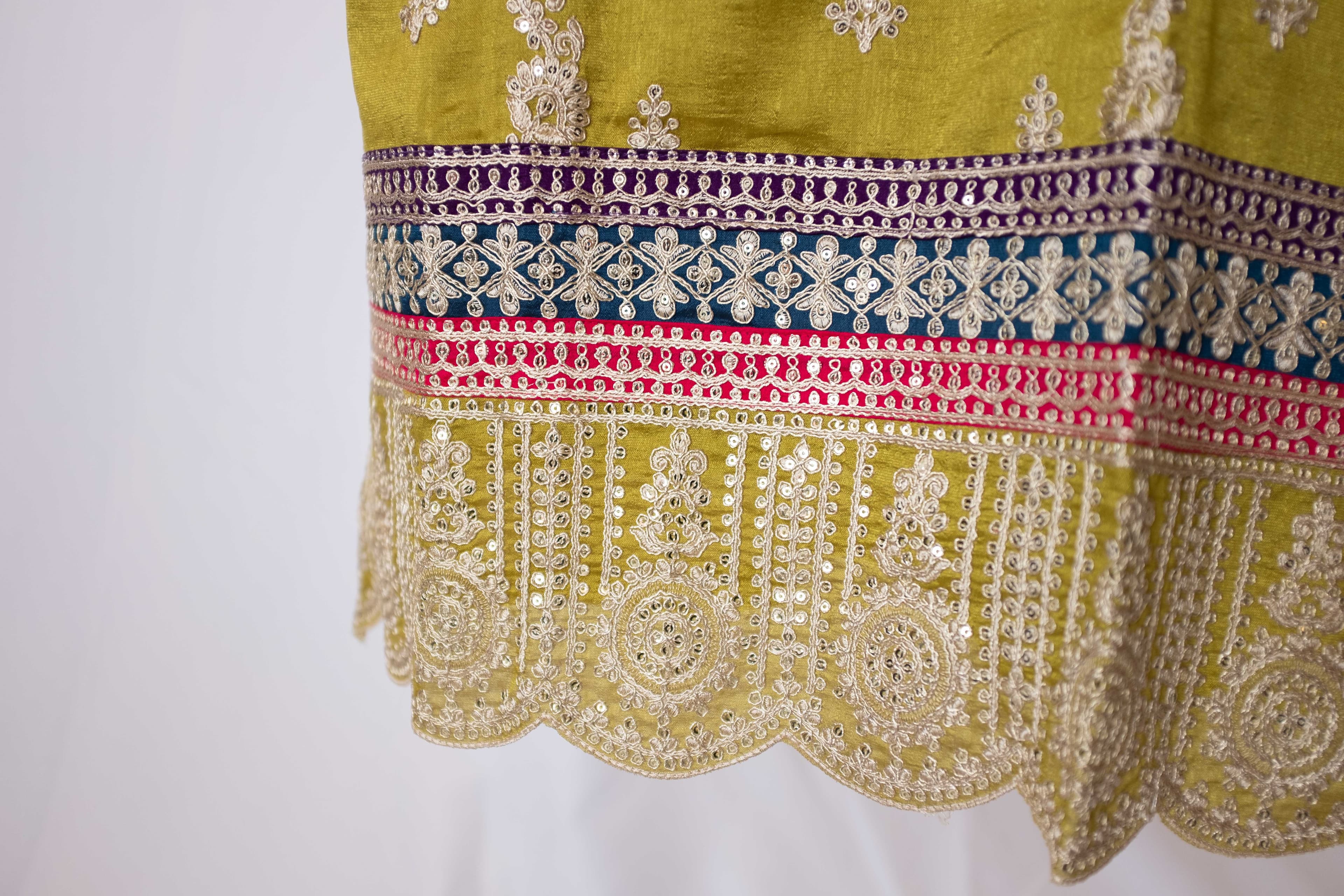 Mehendi Green Chanderi Salwar with Embroidery & Mirror Work