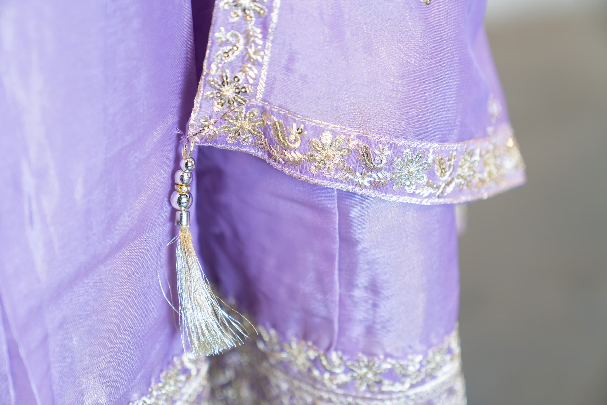 Lilac Metallic Anarkali with Silver Embroidery & Sequin Work