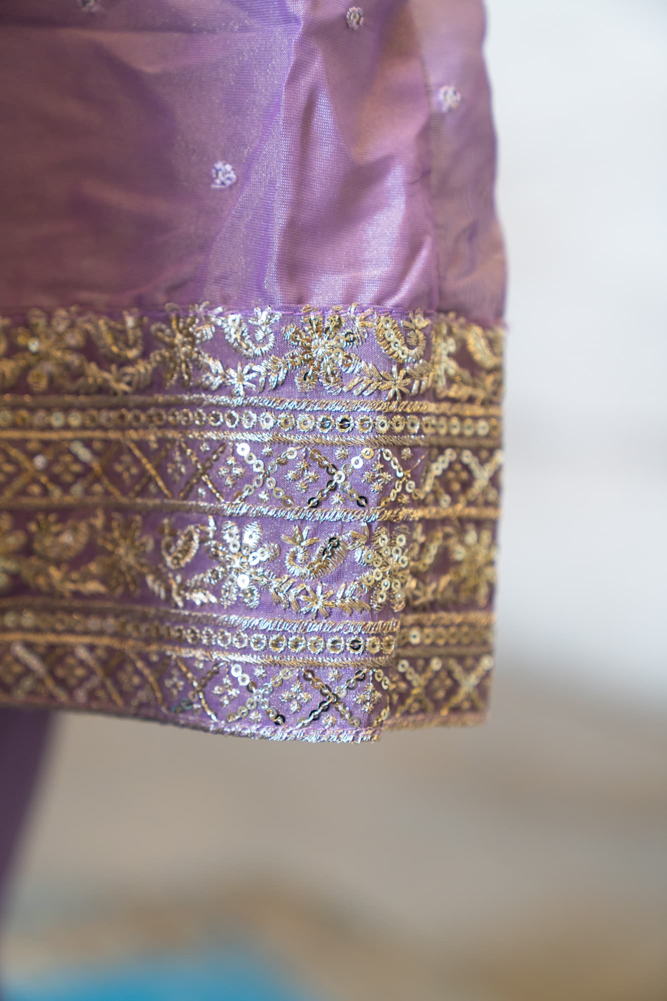 Lilac Metallic Anarkali with Silver Embroidery & Sequin Work