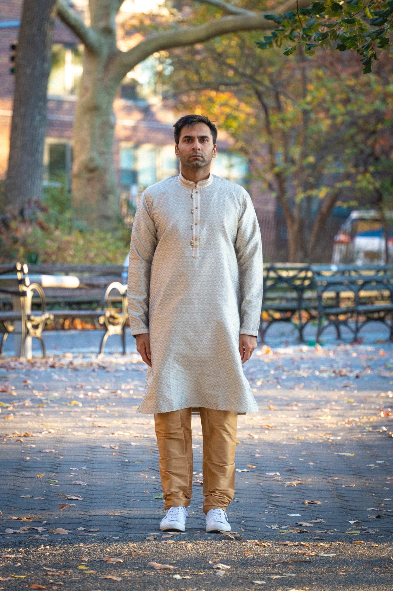 Grey Kurta with Gold & Silver Threadwork