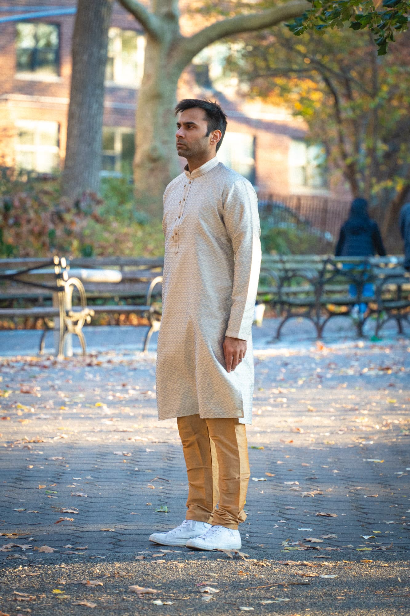 Grey Kurta with Gold & Silver Threadwork