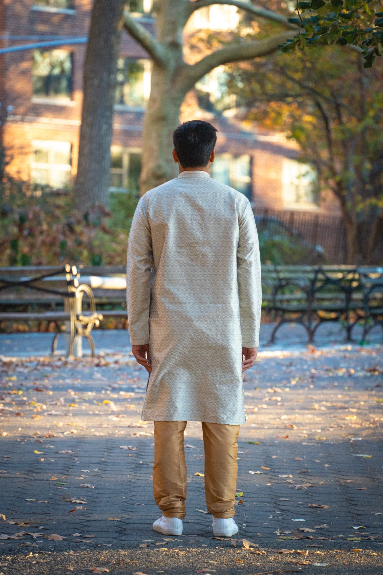 Grey Kurta with Gold & Silver Threadwork