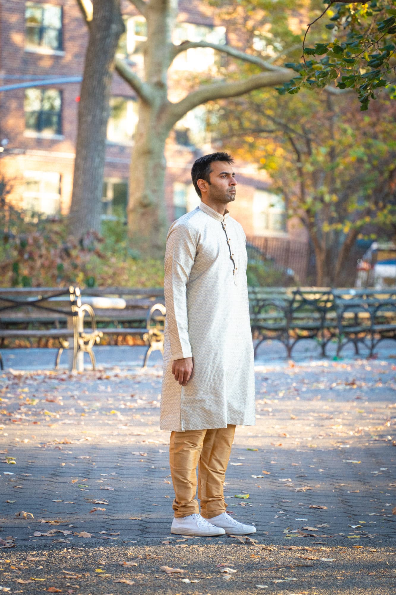 Grey Kurta with Gold & Silver Threadwork